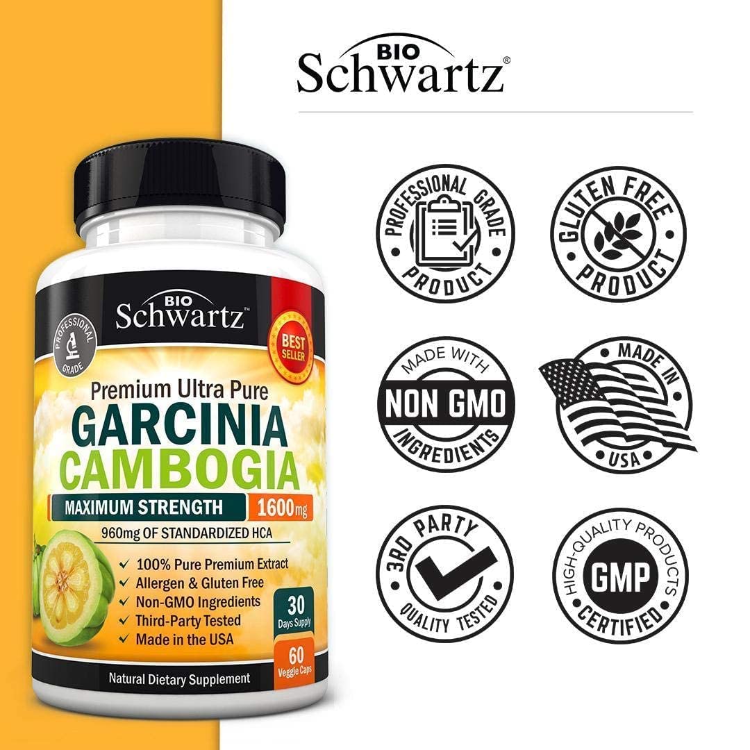 Garcinia Cambogia Weight Loss Pills - Maximum Strength Appetite Suppressant & Fat Burner BioSchwartz