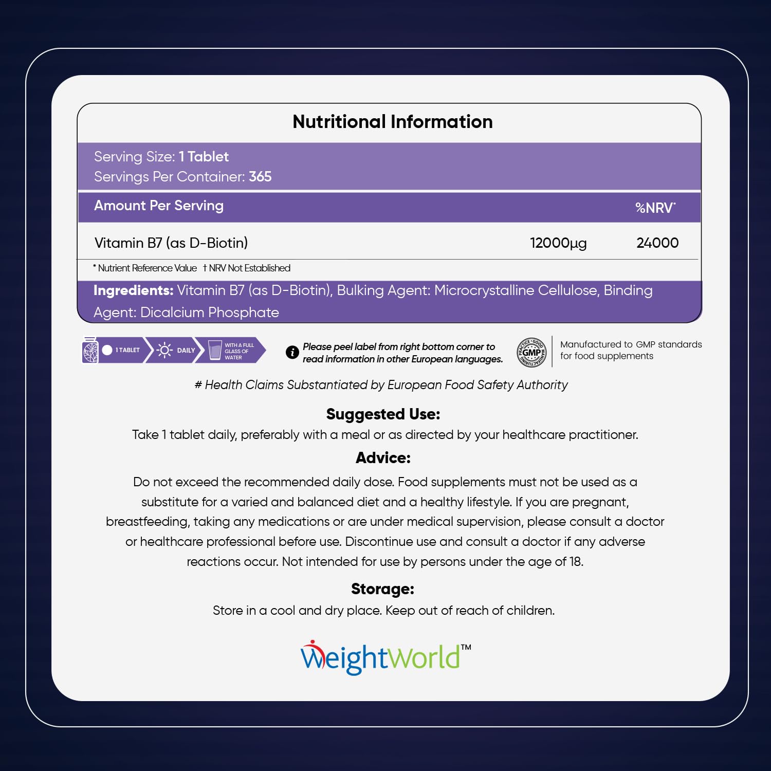 Biotin Hair Growth Supplement 12000mcg - 365 Vegan Biotin Tablets (1 Year Supply) maxmedix