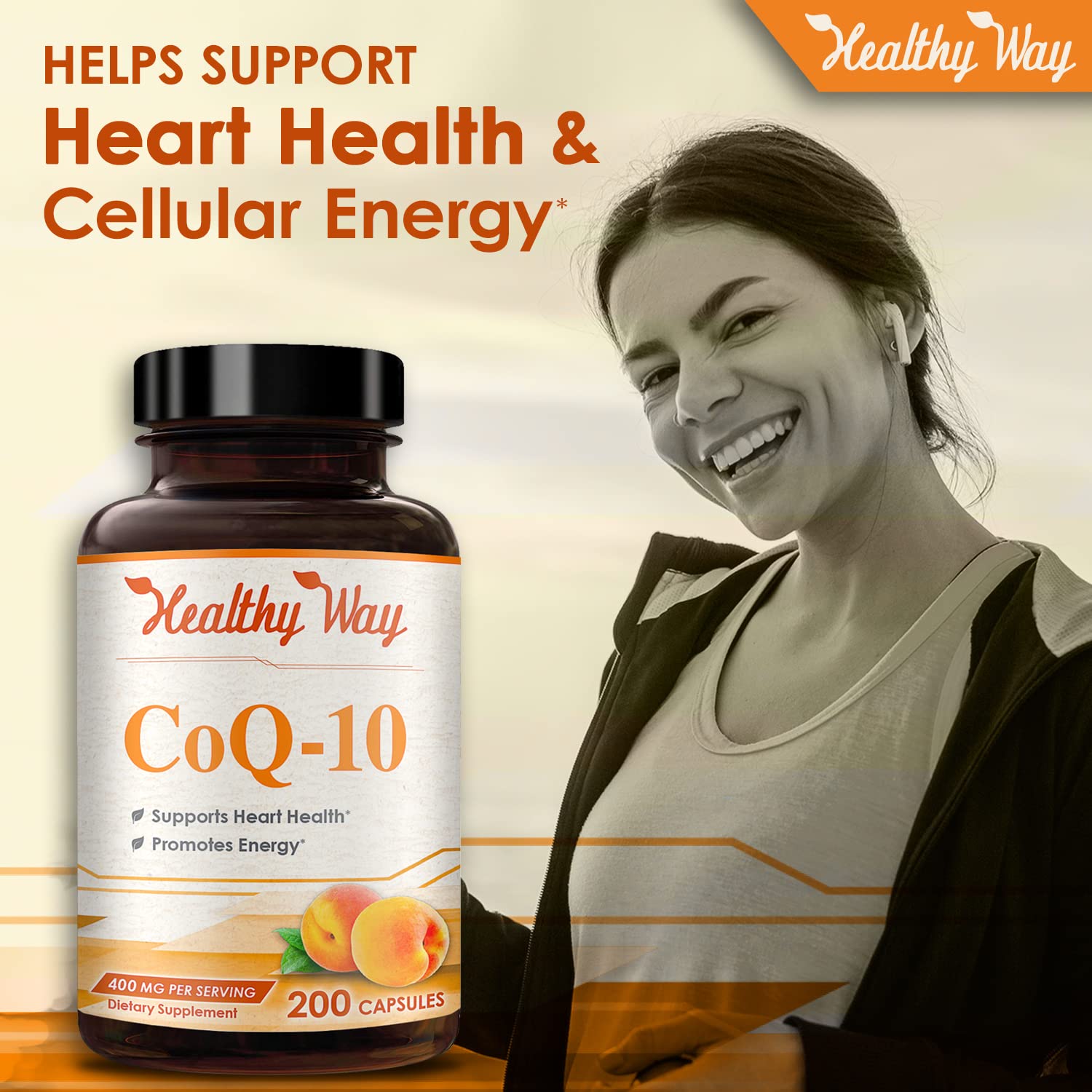 Healthy Way CoQ10 400mg 200 Capsules Non-GMO HealthyWayRx