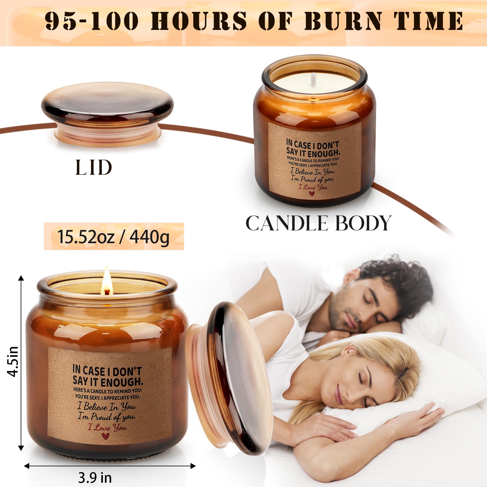 Candle Amber Moss Scented, Valentines Day Gifts for Her Girlfriend Wife, Romantic Anniversary YINUO LIGHT