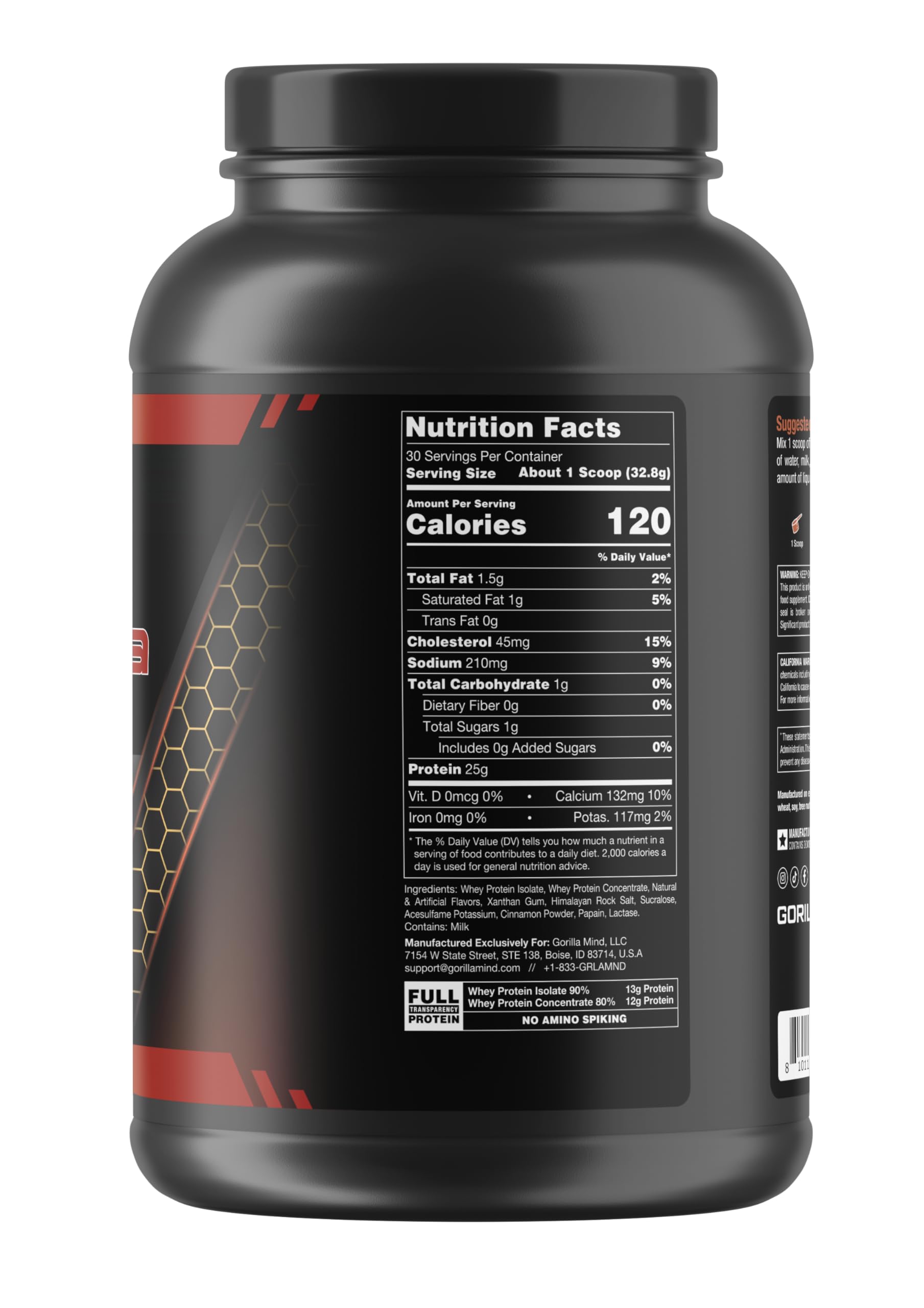 Gorilla Mode Premium Whey Protein - Cinnamon Churro / 25 Grams of Whey Protein Isolate Gorilla Mind