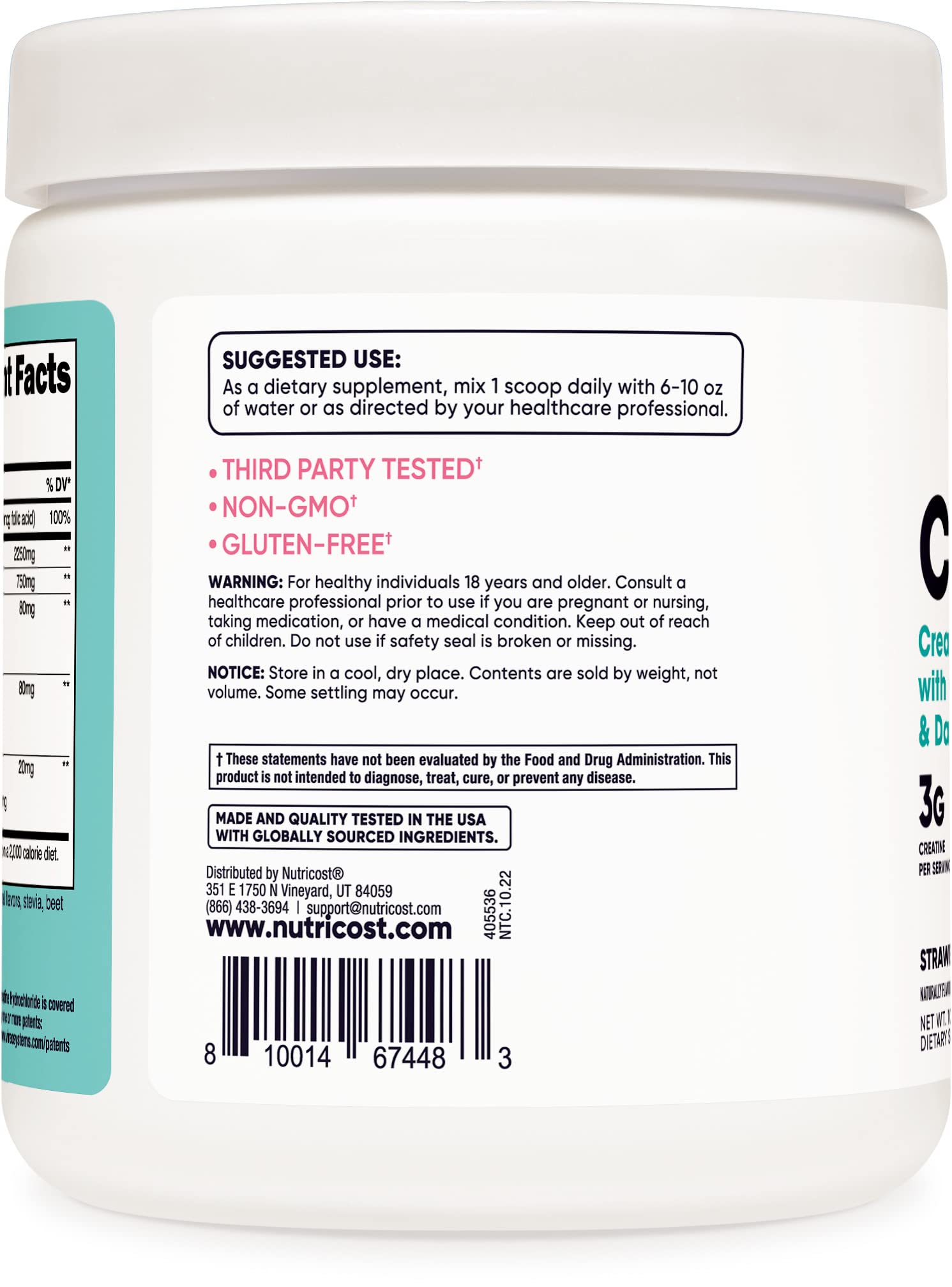 Nutricost Creatine Monohydrate Powder for Women, Micronized, Strawberry Lemonade Nutricost