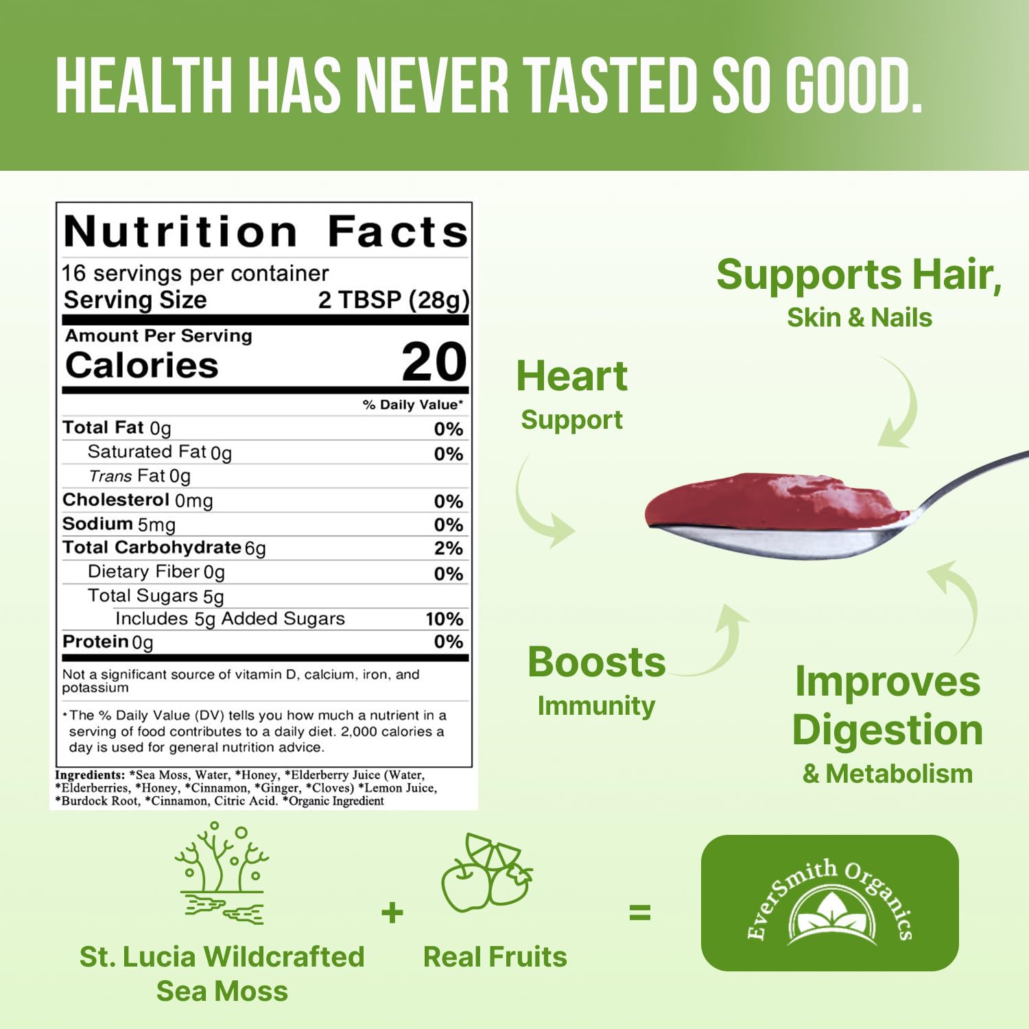 EverSmith Organics - Wildcrafted Irish Sea Moss Gel | Made in USA | Rich in Vitamins EverSmith Organics