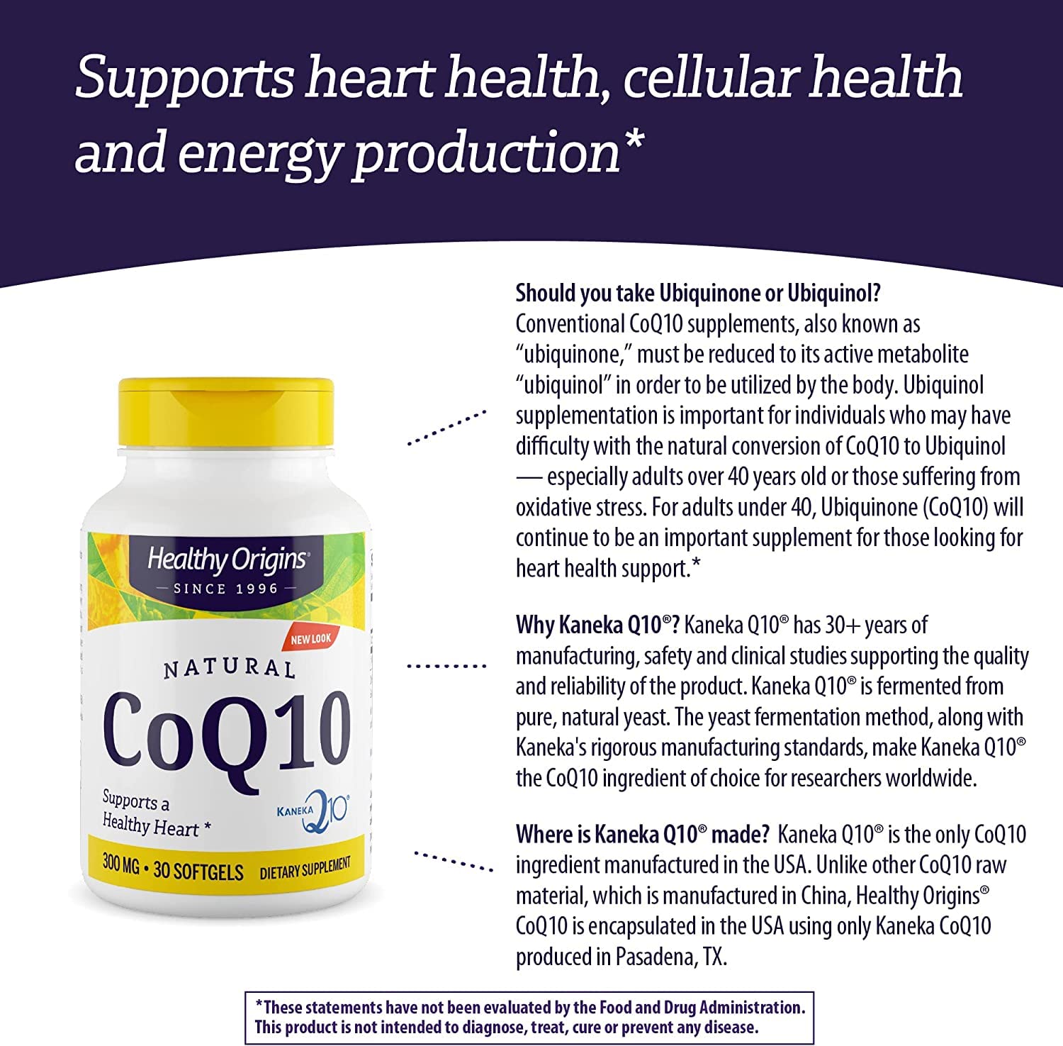 Healthy Origins CoQ10 (Kaneka Q10), 300 mg - Heart Health & Energy Supplement - Gluten Healthy Origins