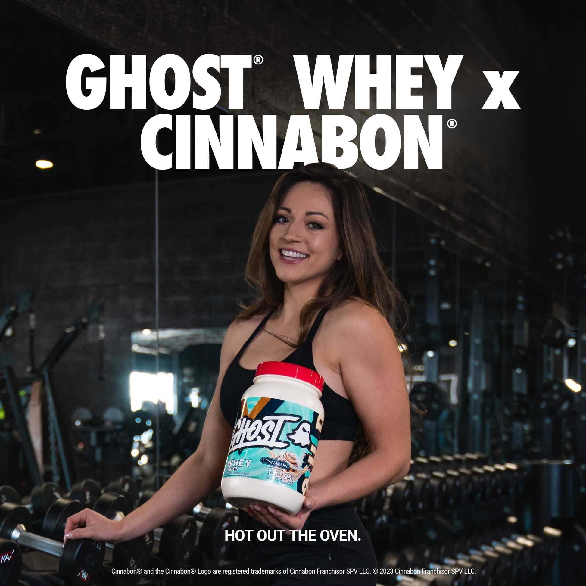 GHOST Whey Protein Powder, Cinnabon - 2LB Tub, 25G of Protein - Cinnamon Roll Flavore GHOST