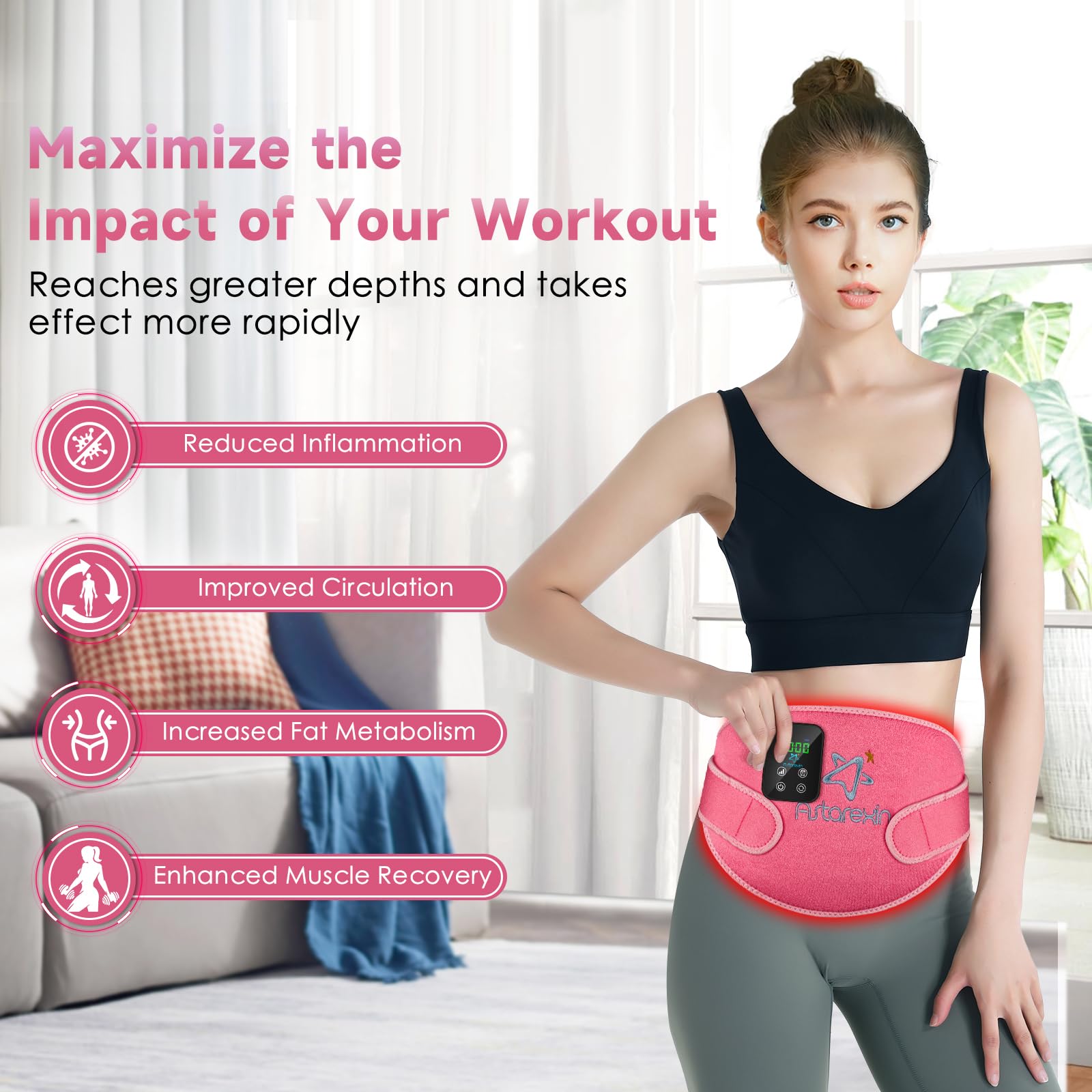 Red Light Therapy Belt Pad: Near Infrared Lamp Pain Relief 156 LEDs Wrap Body Heating Pads Astarexin