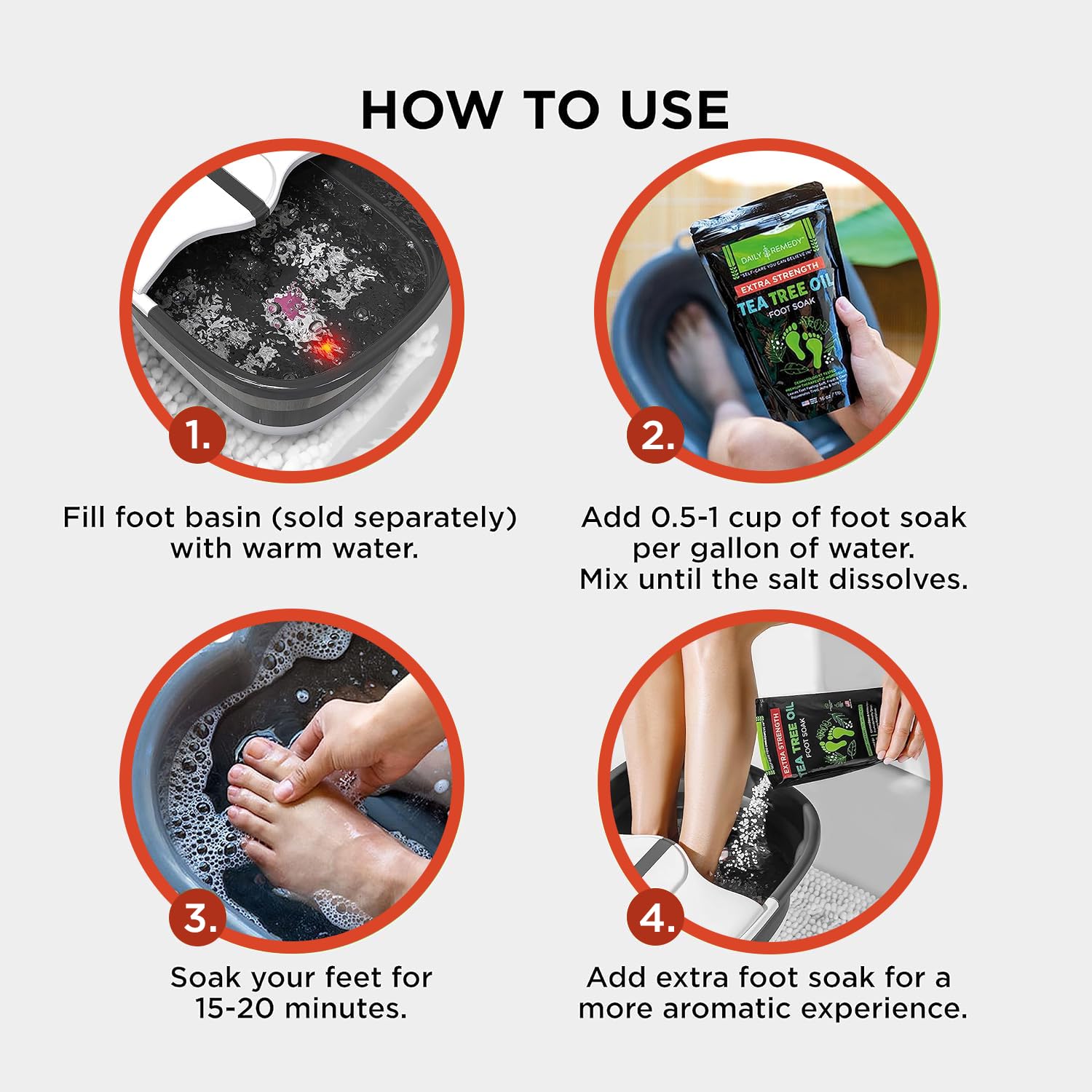 Muscle Relief Foot Soak with Epsom Salt, Made in USA, Soothe Foot Aches, Muscle Pain DAILY REMEDY