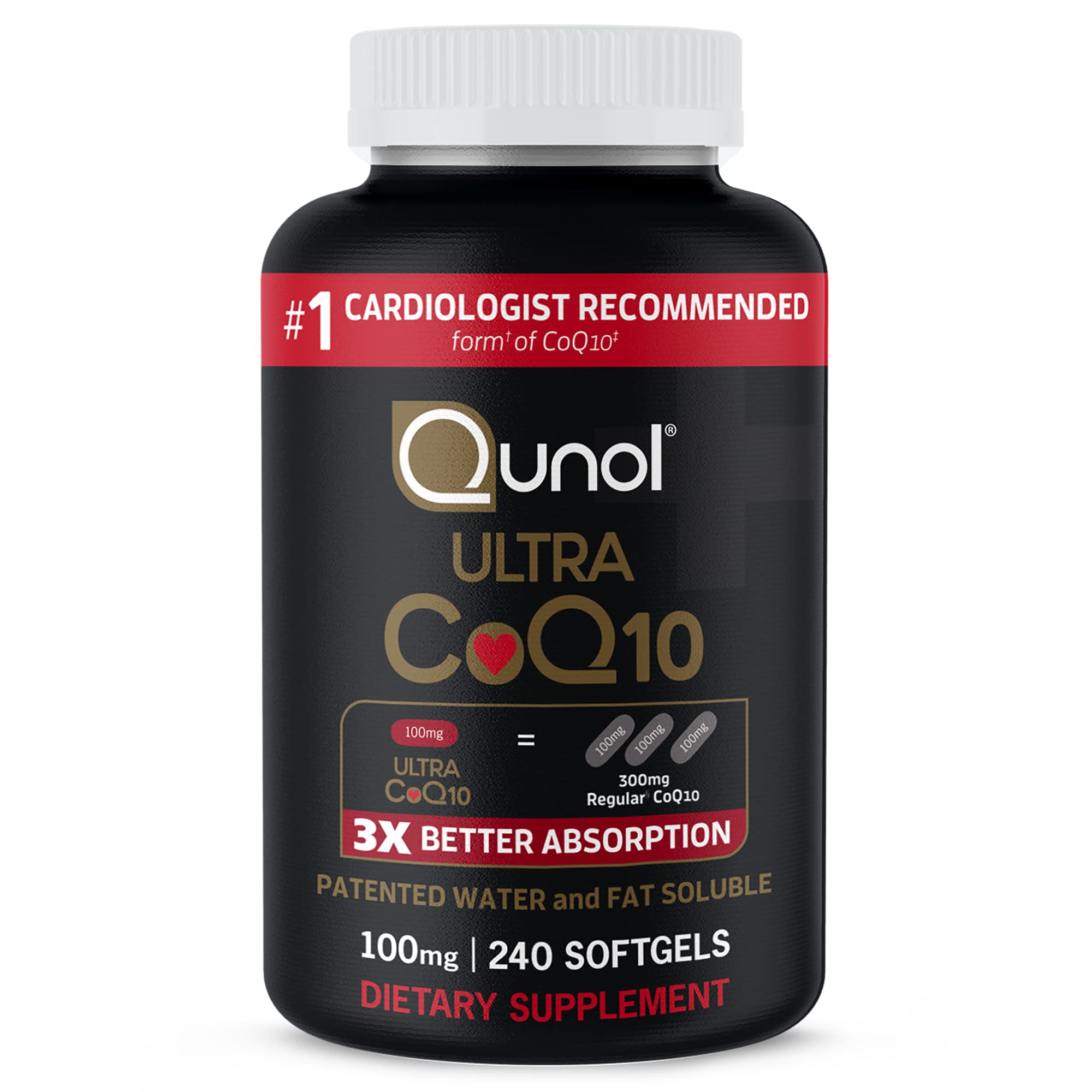 Qunol CoQ10 100mg Softgels Ultra 3X Better Absorption Coenzyme Q10 - Antioxidant 