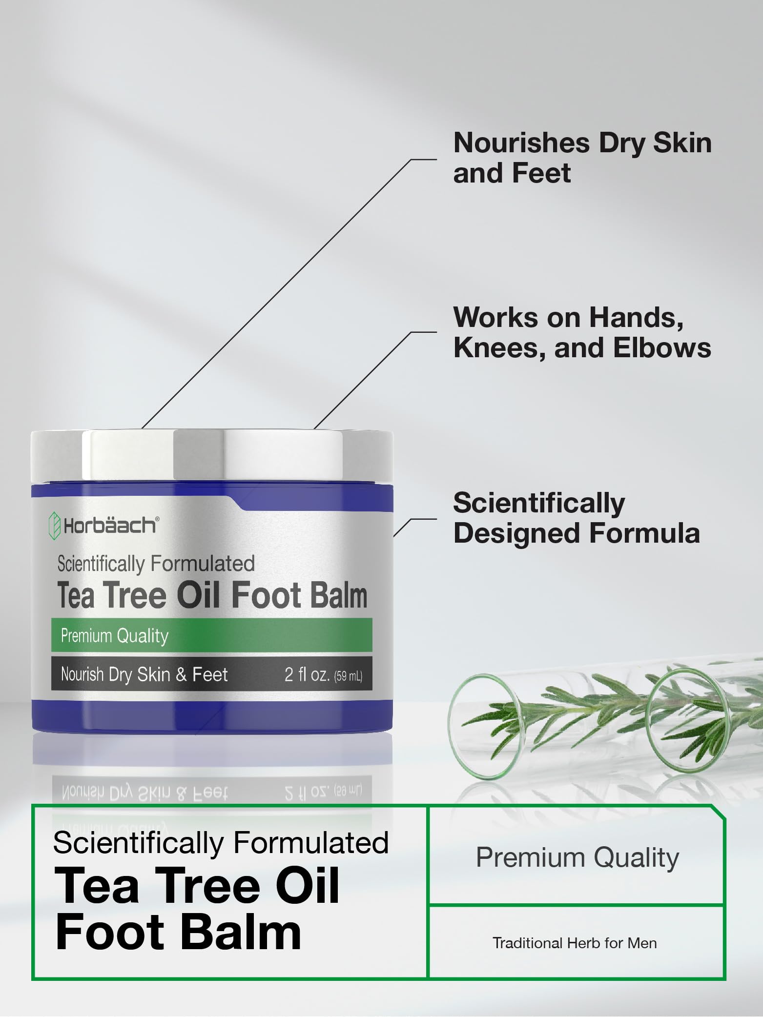 Tea Tree Oil Foot Balm | 2 oz | Moisturizes and Nourishes Dry Skin & Feet | Scientifically Horbäach