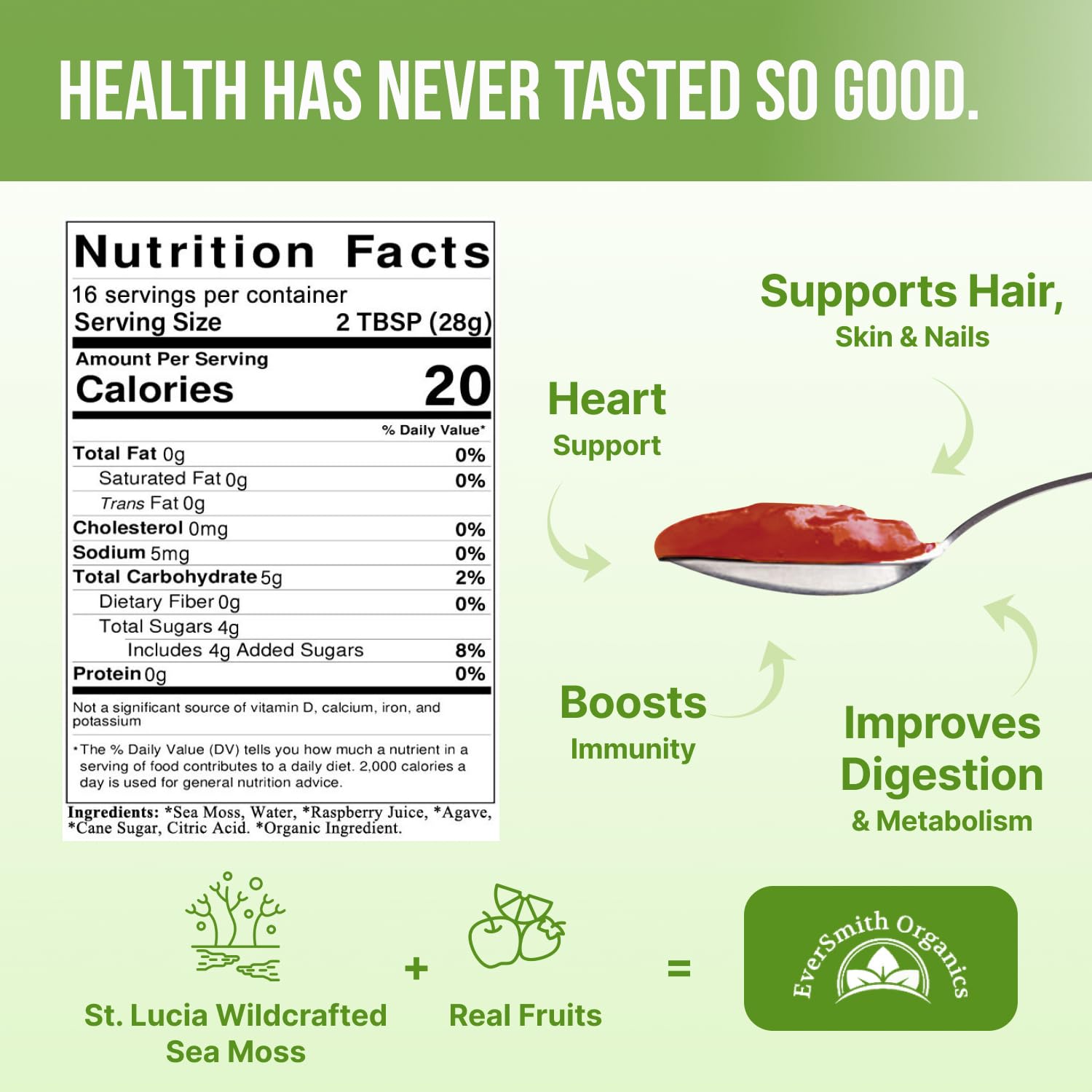 EverSmith Organics - Wildcrafted Irish Sea Moss Gel | Made in USA | Rich in Vitamins EverSmith Organics