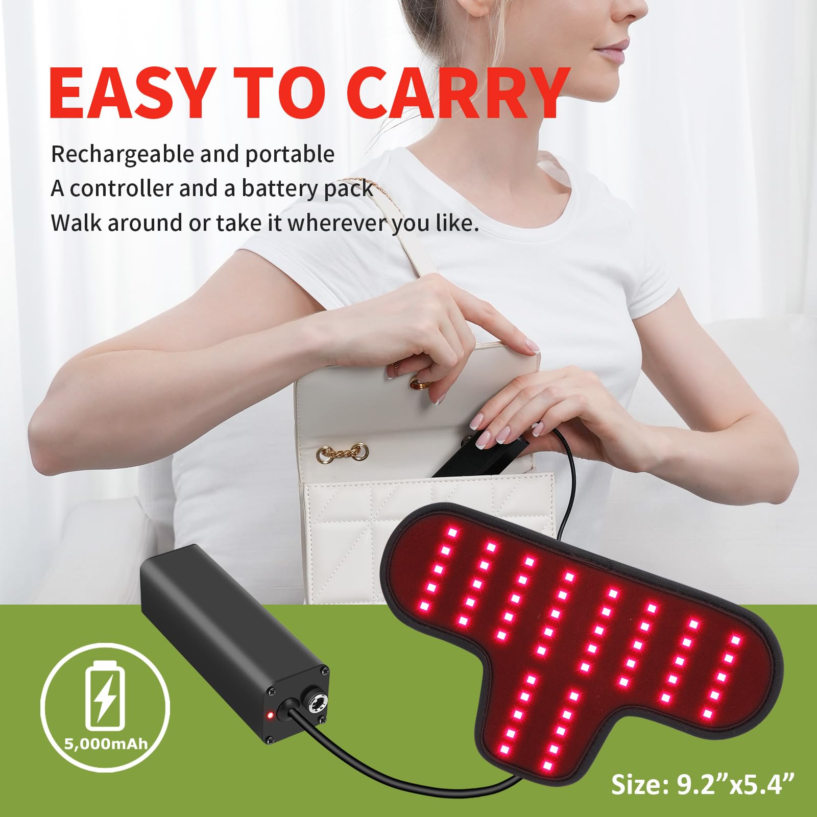 Rechargeable Red Light Therapy Neck Shoulder, Infrared Light Therapy for Body Pain Relief, Portable Red Light EnjoYield