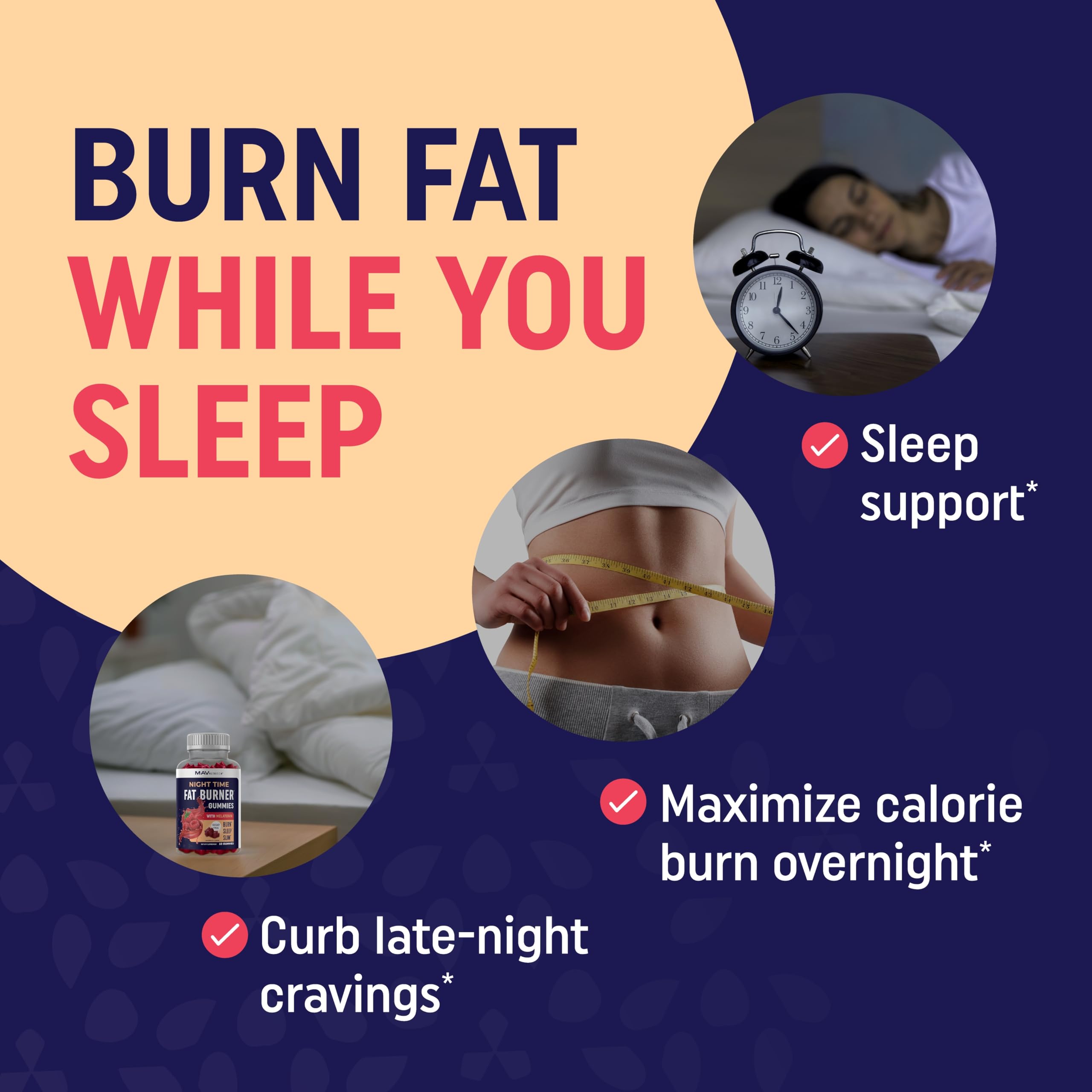 Sugar-Free Night Time Fat Burner Gummies for Sleep & Weight Loss Support | Hunger MAV NUTRITION