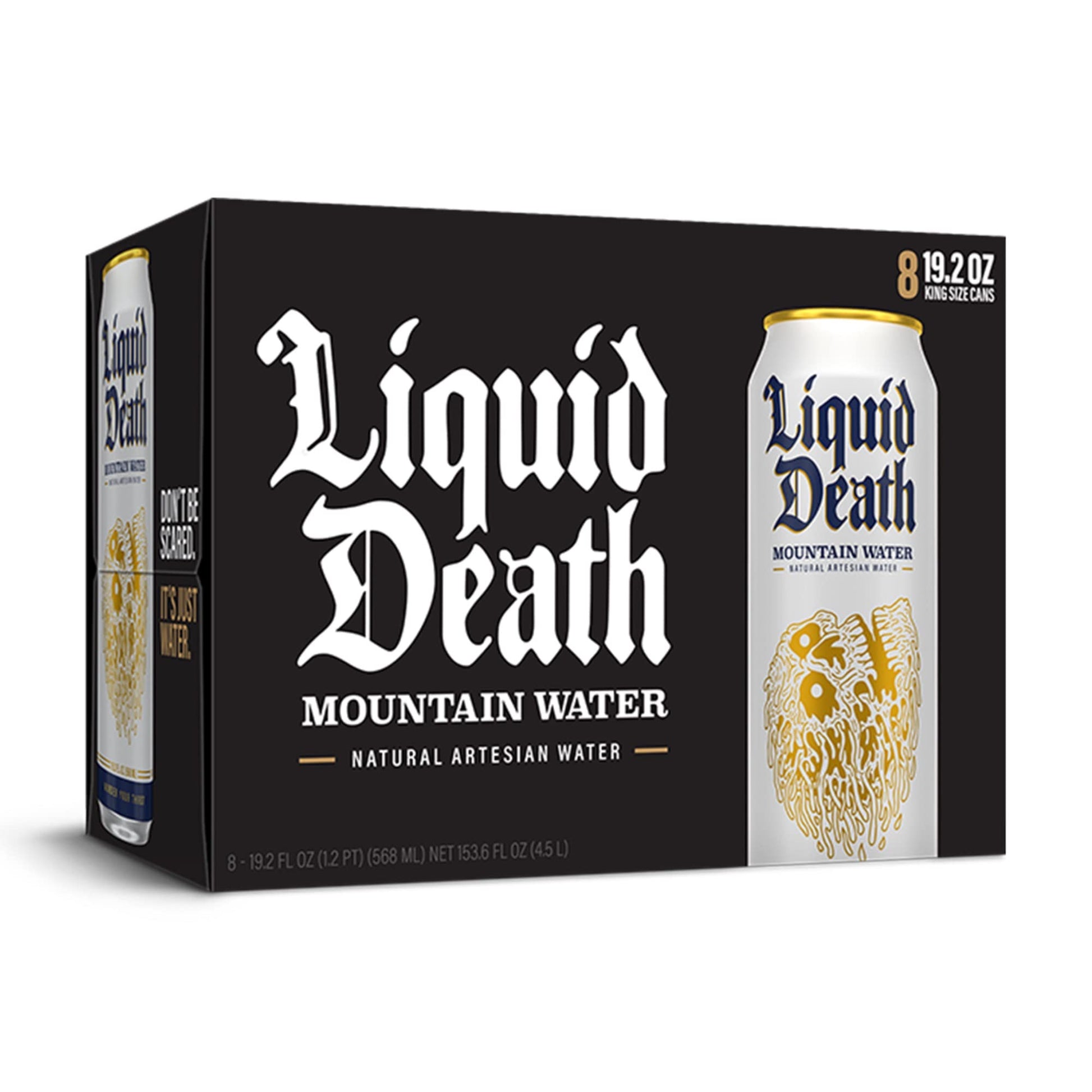 Liquid Death Still Mountain Water, 19.2 oz King Size Cans (8-Pack) Liquid Death