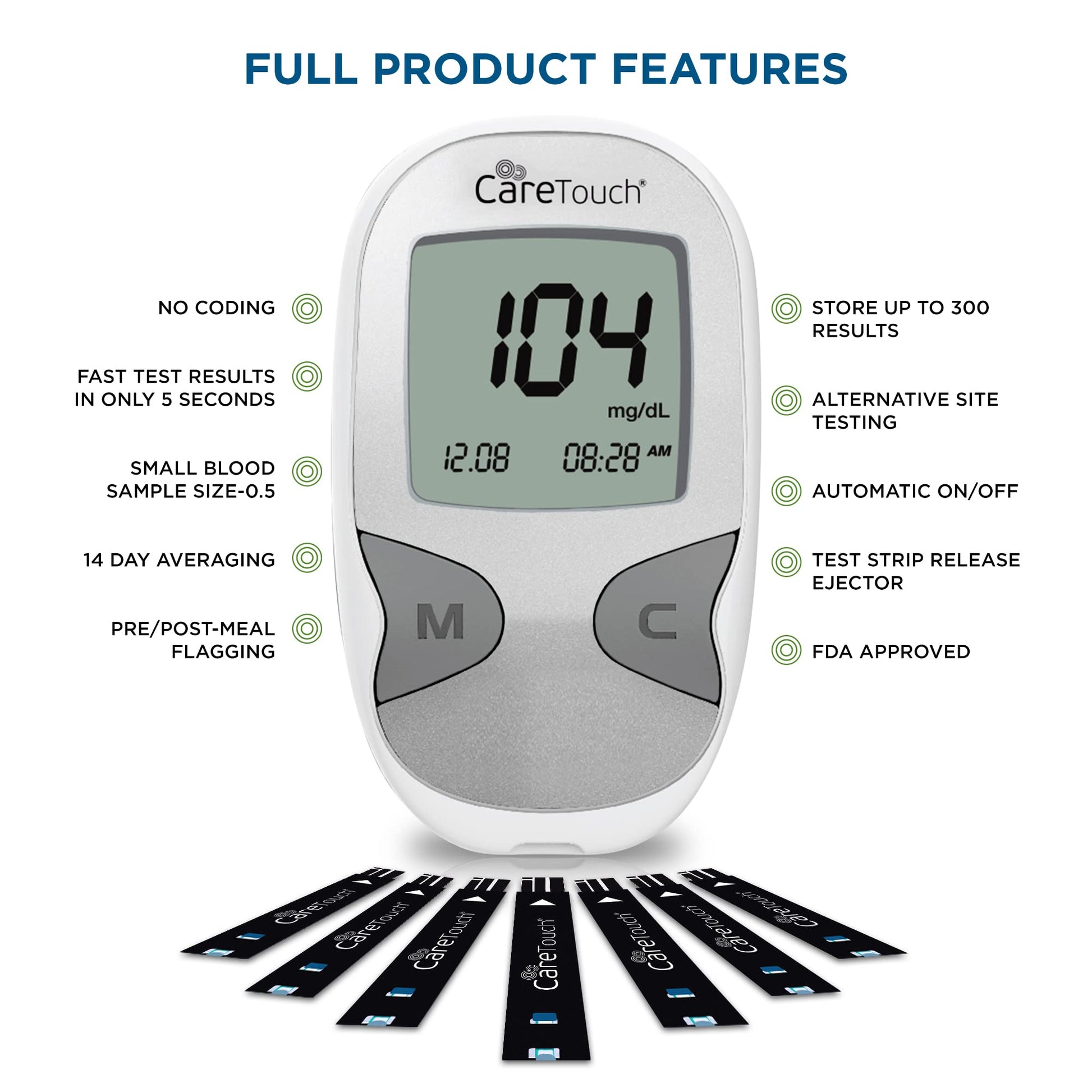 Care Touch Blood Glucose Meter Kit - Diabetes Testing Kit with Glucometer Care Touch