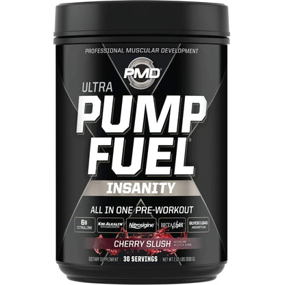 PMD Sports Ultra Pump Fuel Insanity - Pre Workout – Cherry Slush (30 Servings) Sports Omega Cuts Elite Thermogenic Fat Burner (90 Softgels)