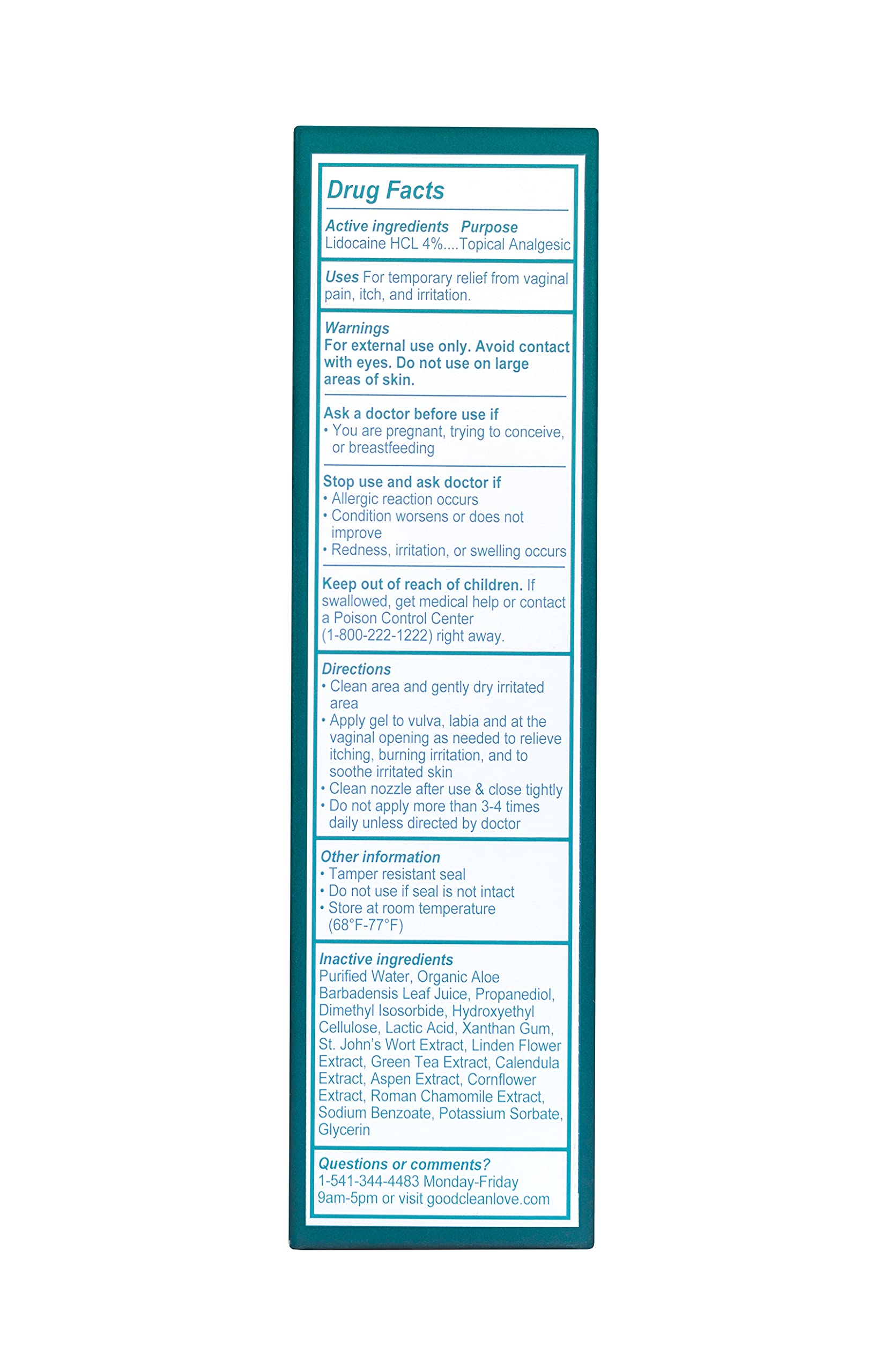 Good Clean Love Relief Gel Pain & Itch with Lidocaine 4%, Fast-Acting Relief from Pain, Itch, and Irritation Good Clean Love