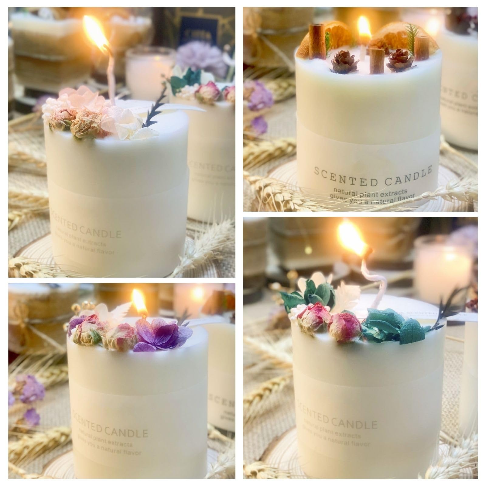 Natural Soy Scented Pillar Candles with Glass, Classic 10 oz Luxury Non Toxic White Bathroom Candle uniqicon