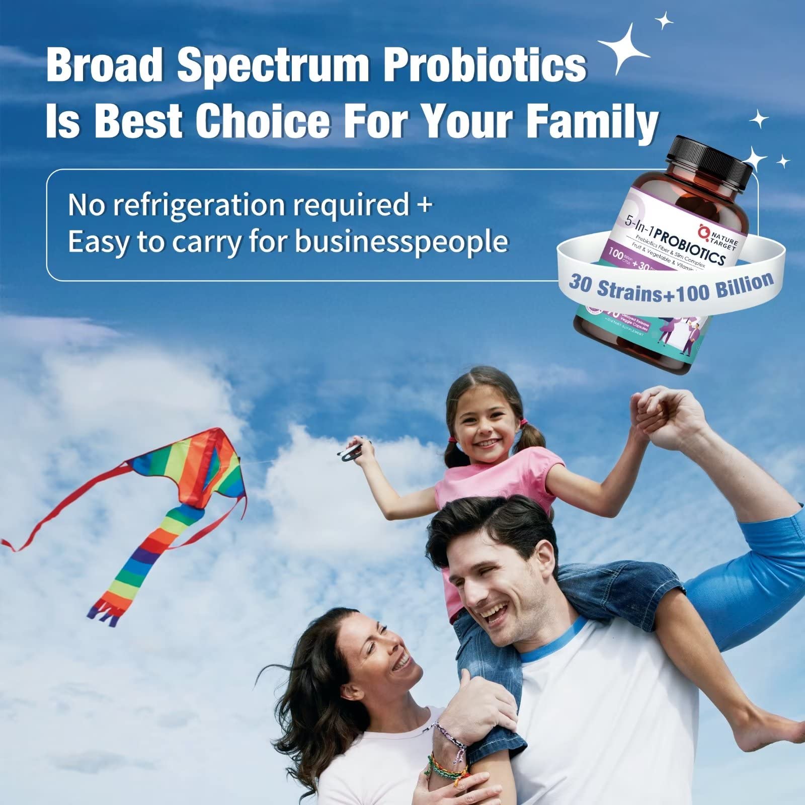 Probiotics for Women-Men-Kids Digestive Health, Prebiotics and Probiotics for Women NATURE TARGET