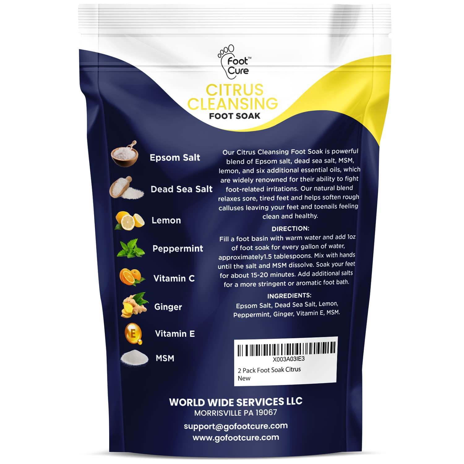 Citrus Detox Foot Soak With Epsom Salts - for Foot Callus, Immune Boost, Damaged Toenail FOOT CURE