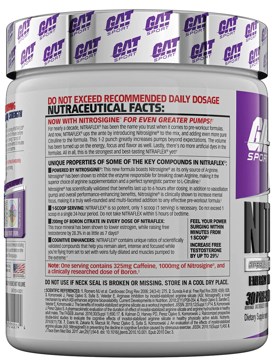 GAT SPORT, Nitraflex Advanced Pre-Workout Powder, Increases Blood Flow, Boosts Strength GAT SPORT