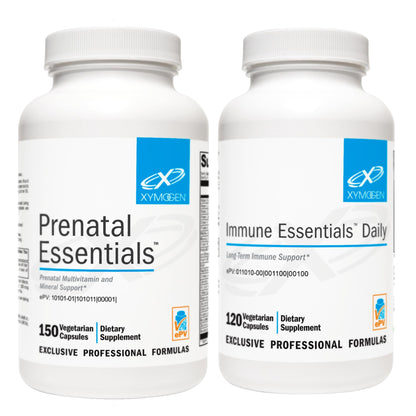 XYMOGEN Prenatal (150 Capsules) + Immune Essentials Daily (120 Capsules) 2-Product Bundle