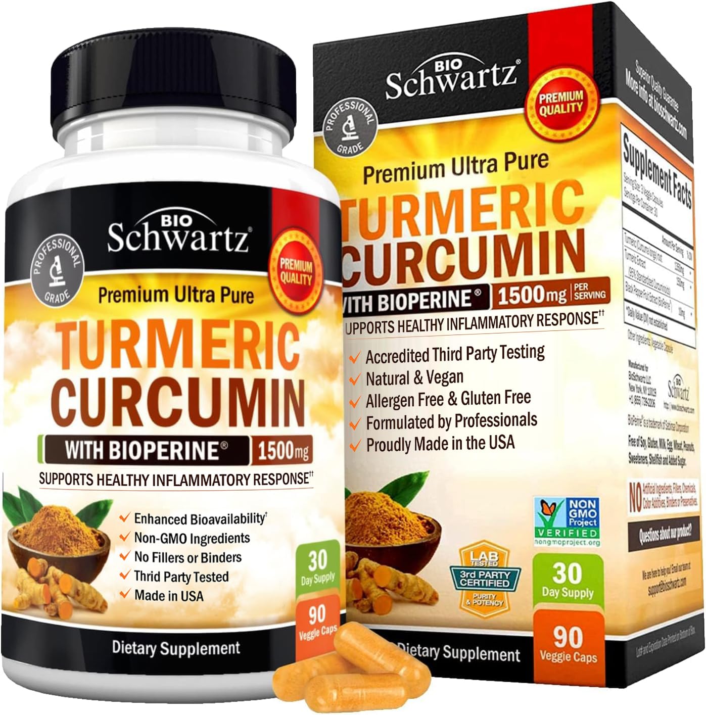 Turmeric Curcumin with Black Pepper Extract 1500mg - High Absorption