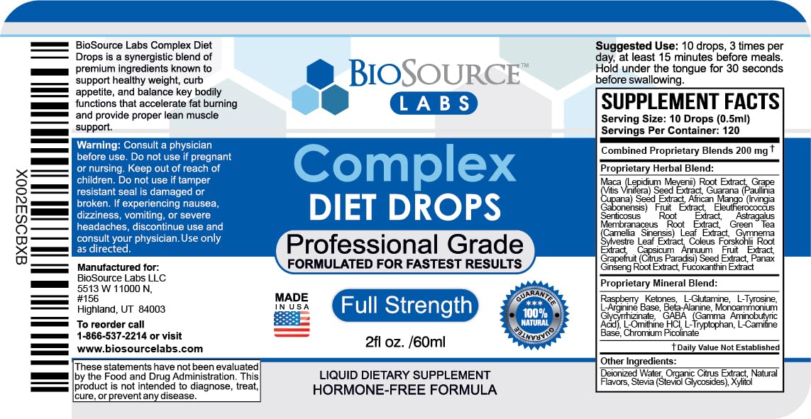 BioSource Labs Complex Diet Drops – Best Natural Weight Management Drops for Men and Women BioSource Labs