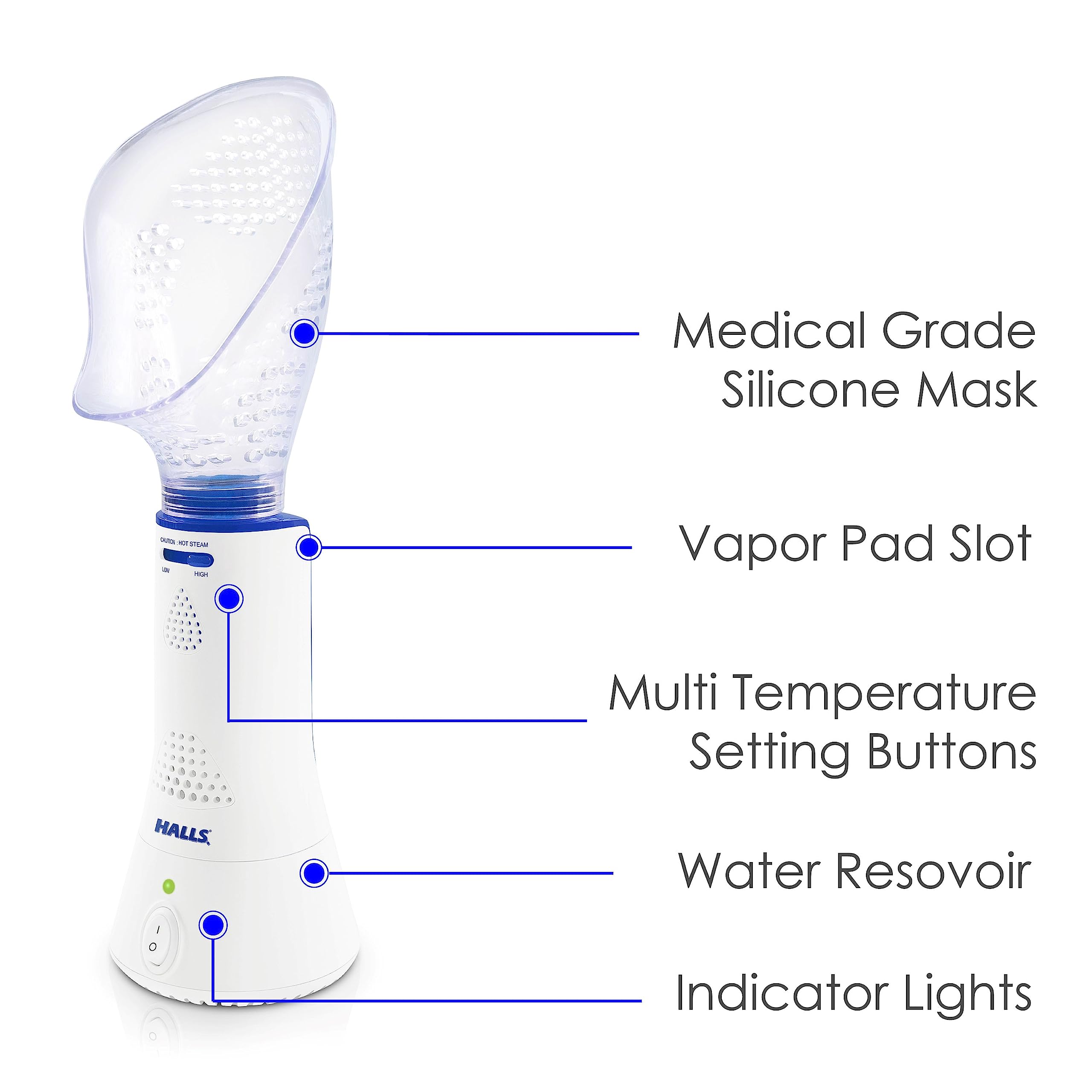 Crane x HALLS Corded Personal Steam Inhaler for Sinus, Congestion, Cough, & Cold Relief Crane