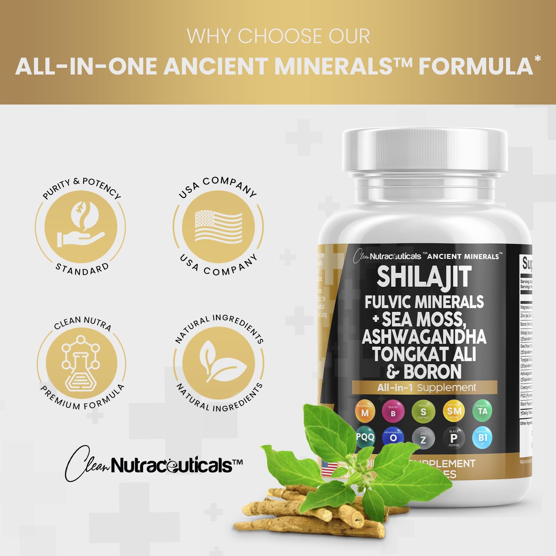 Pure Shilajit Supplement 10,000mg Himalayan w Sea Moss 6000mg