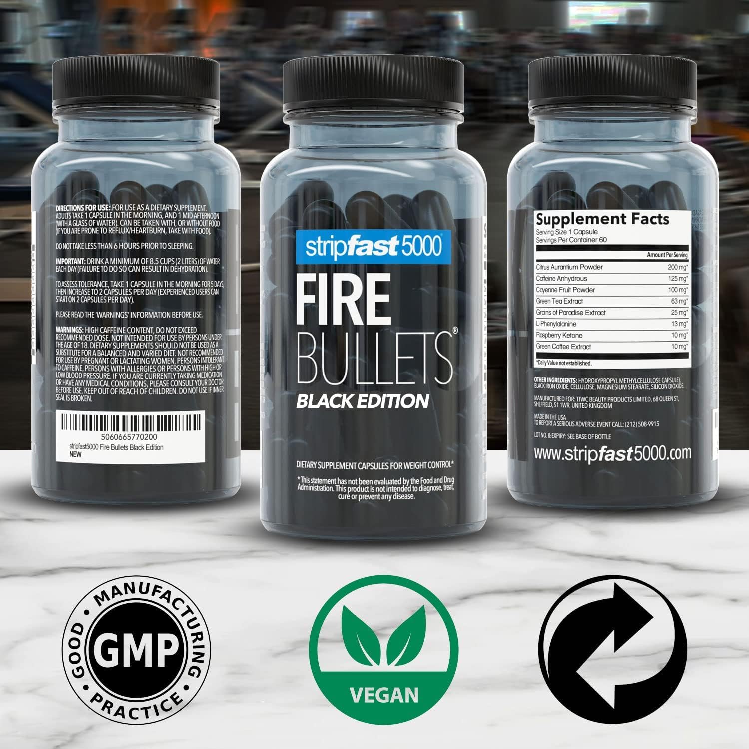 stripfast5000 Fire Bullets Max Strength Black Edition for Women and Men stripfast5000