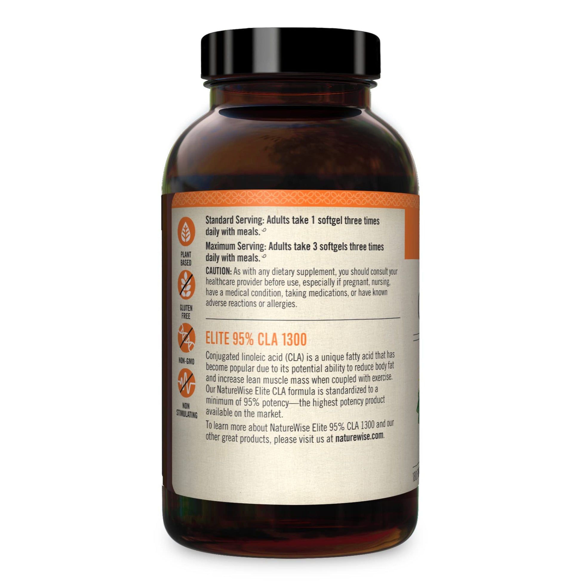 NatureWise Elite CLA 1300 Maximum Potency, 95% CLA Safflower Oil Workout Supplement NatureWise