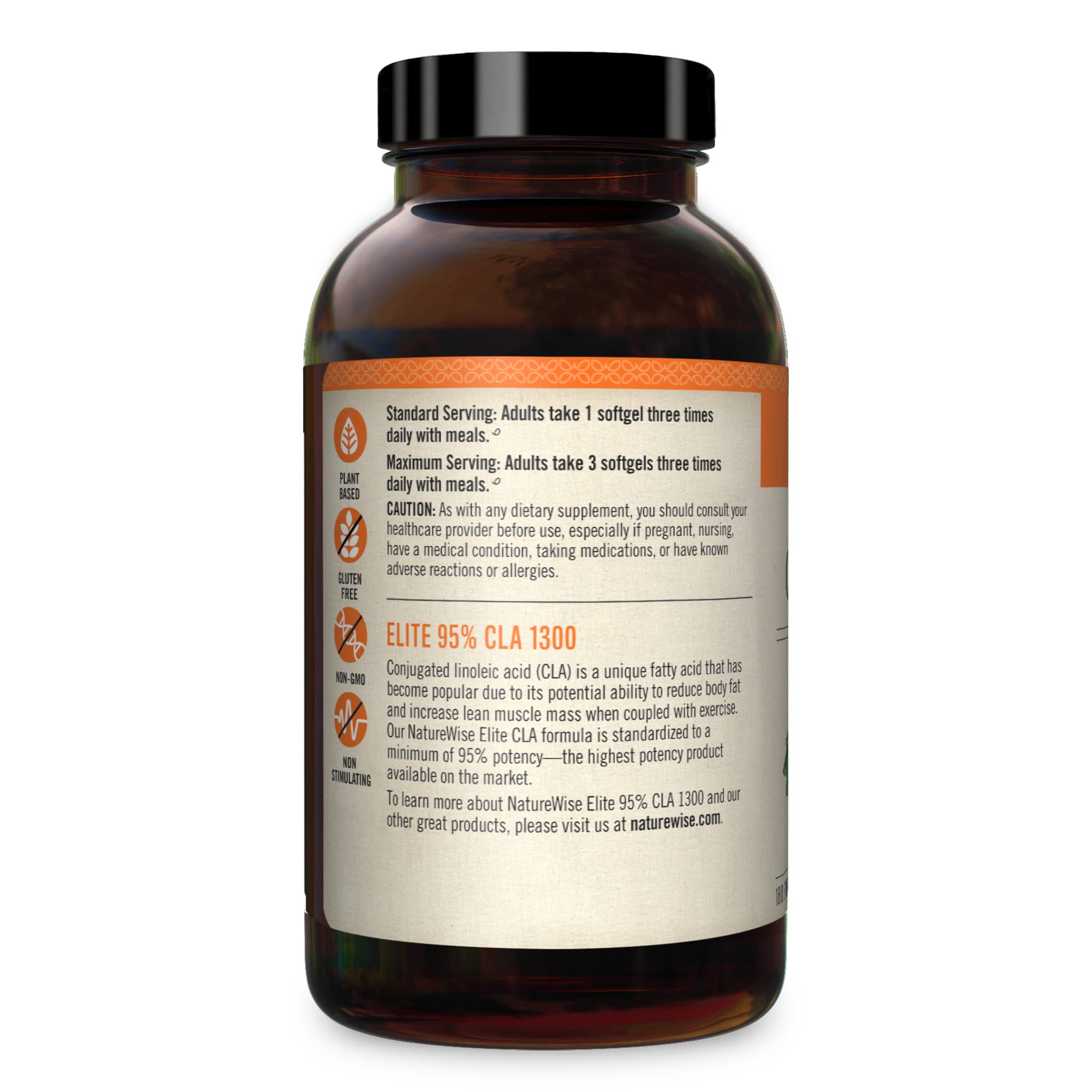 NatureWise Elite CLA 1300 Maximum Potency, 95% CLA Safflower Oil Workout Supplement NatureWise