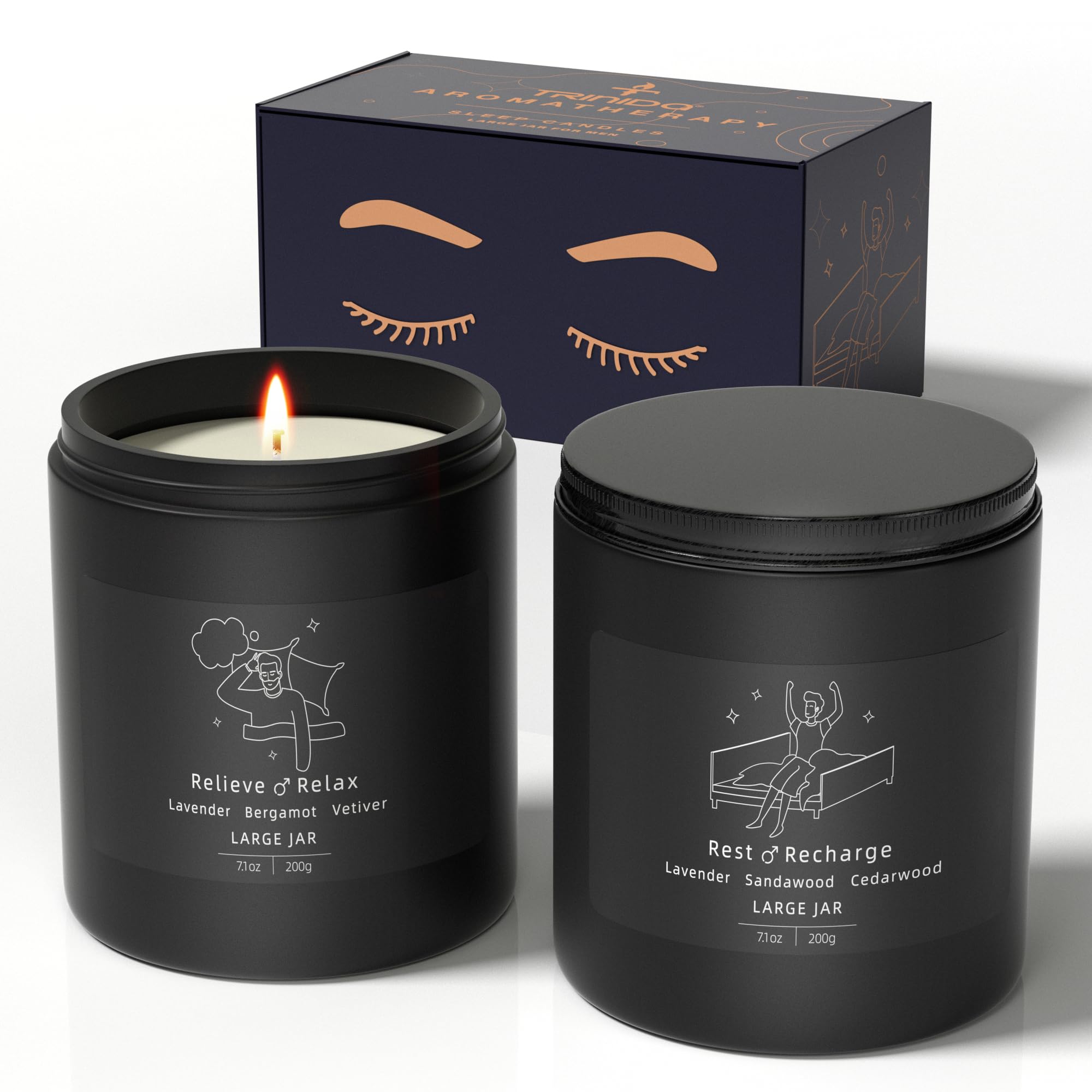 TRINIDa Large Sleep Scented Candles, Black Jar Natural Soy Candles for Home Scented, Candle Gift