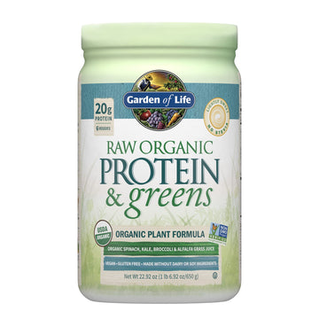 Garden of Life Raw Organic Protein & Greens Lightly Sweet, Vegan Protein Powder 