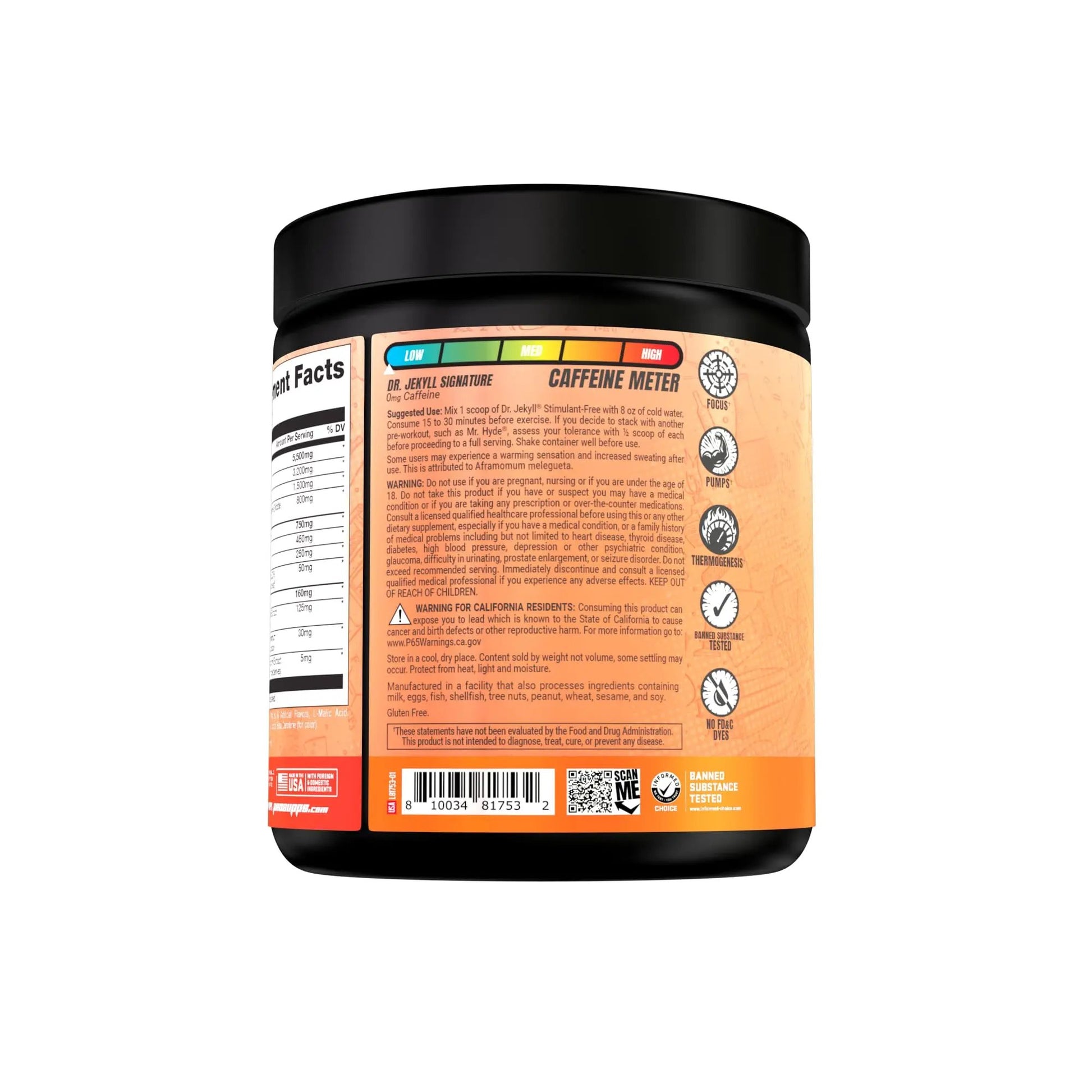 PROSUPPS Dr. Jekyll Signature Pre-Workout Powder, Stimulant & Caffeine Free, Intense PROSUPPS