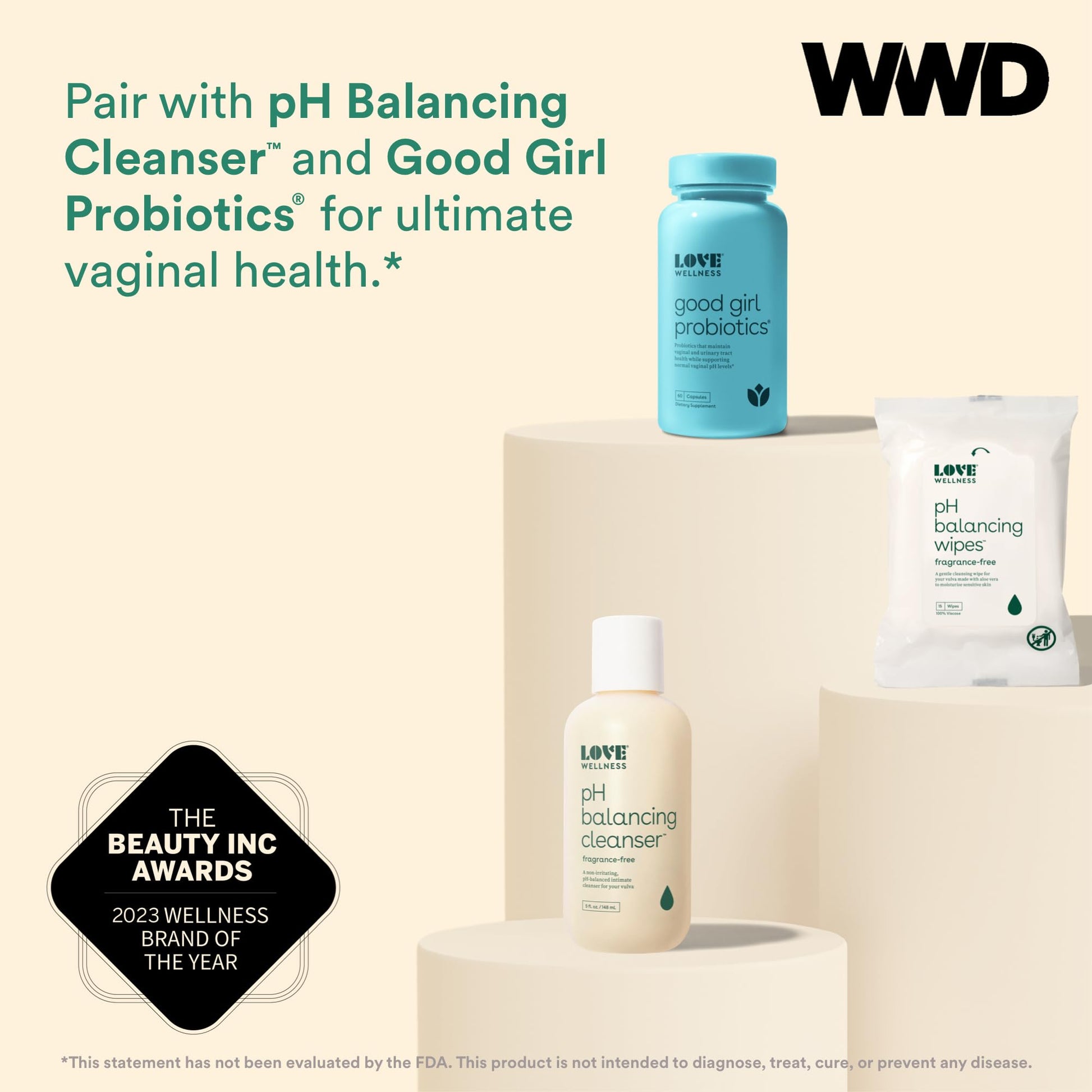 Love Wellness pH Balancing Wipes for Women | Feminine Hygiene for Cleansing with Aloe Vera Love Wellness