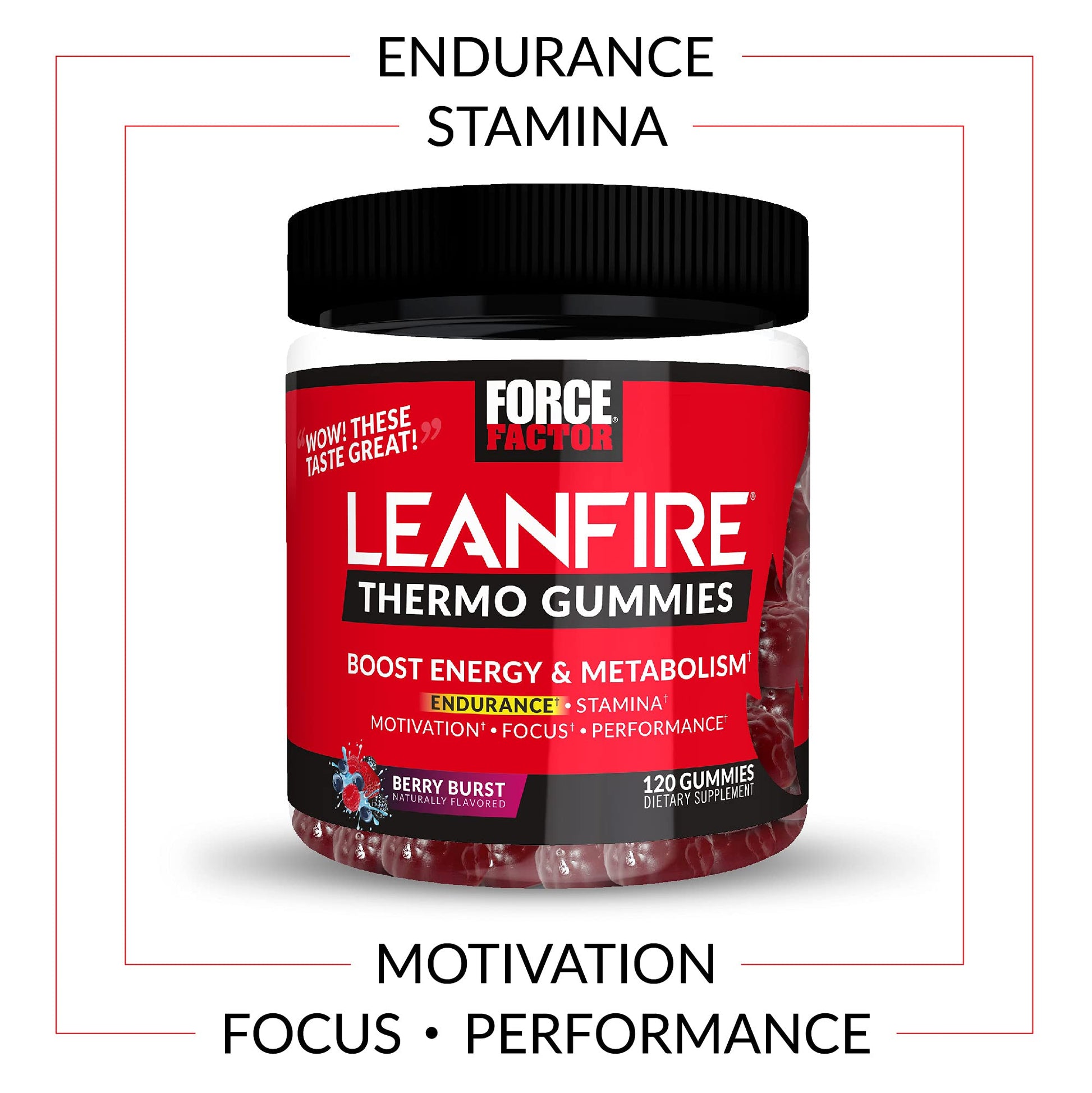 Force Factor LeanFire Thermo Gummies with B12 Vitamins, Caffeine, & Green Coffee Bean Force Factor