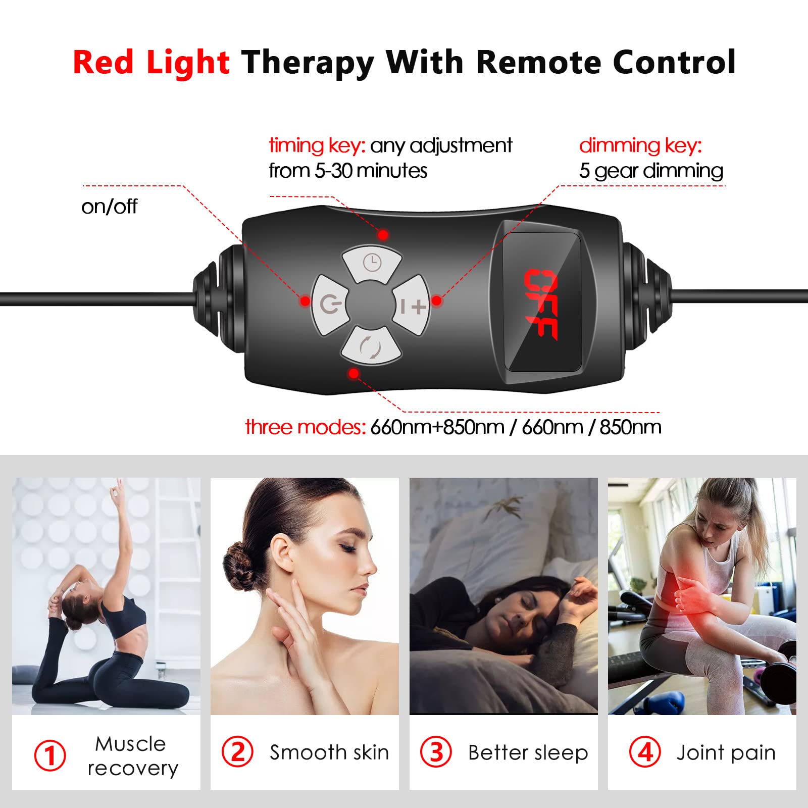 RUISQM Red Light Therapy Lamp, Infrared Light Therapy with Stand - 660nm Redlight & 850nm RUISQM