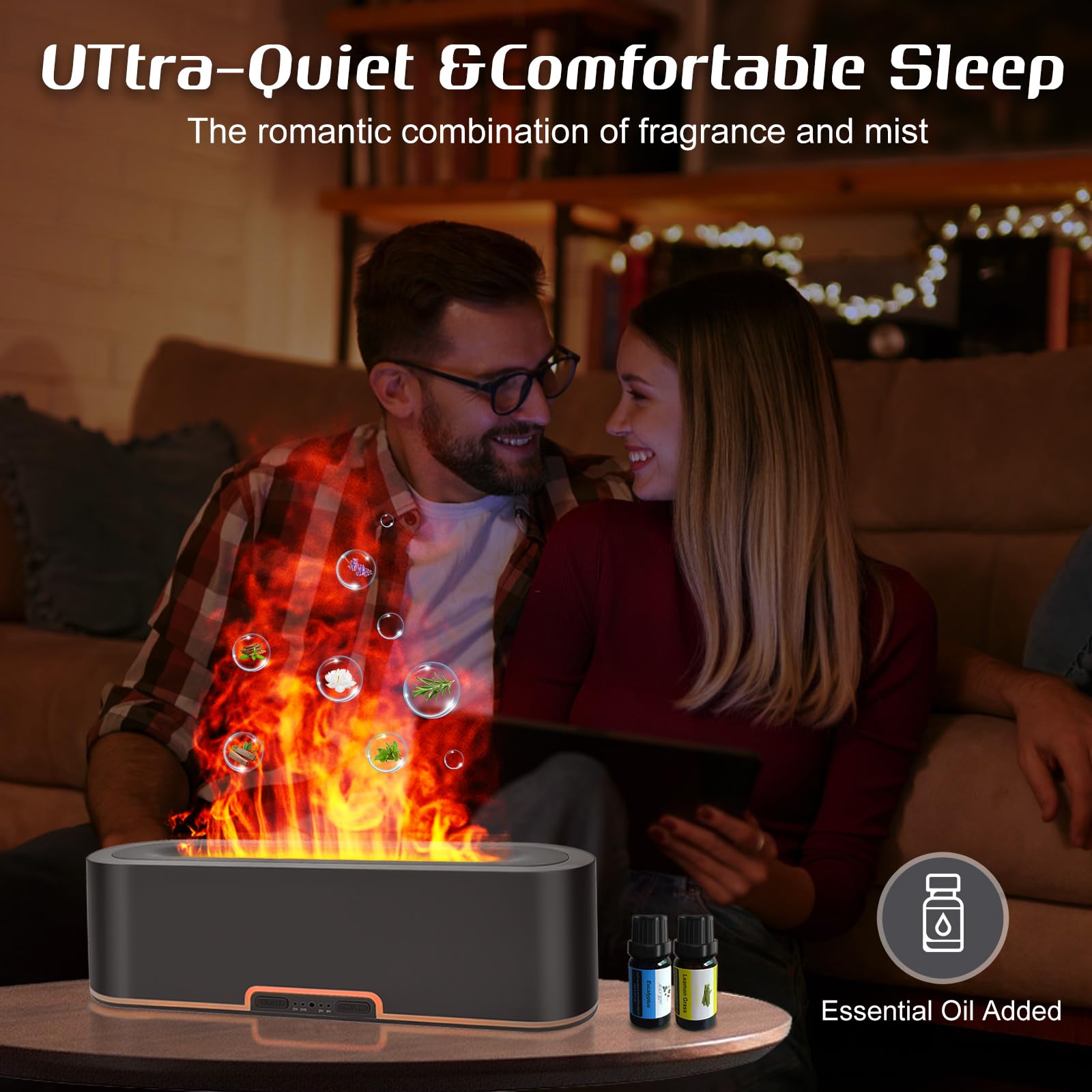 Jpord Flame Fire Essential Oil Diffuser,200ml Aromatherapy Diffuser,Fire Cool Mist Scent Diffuser Jpord