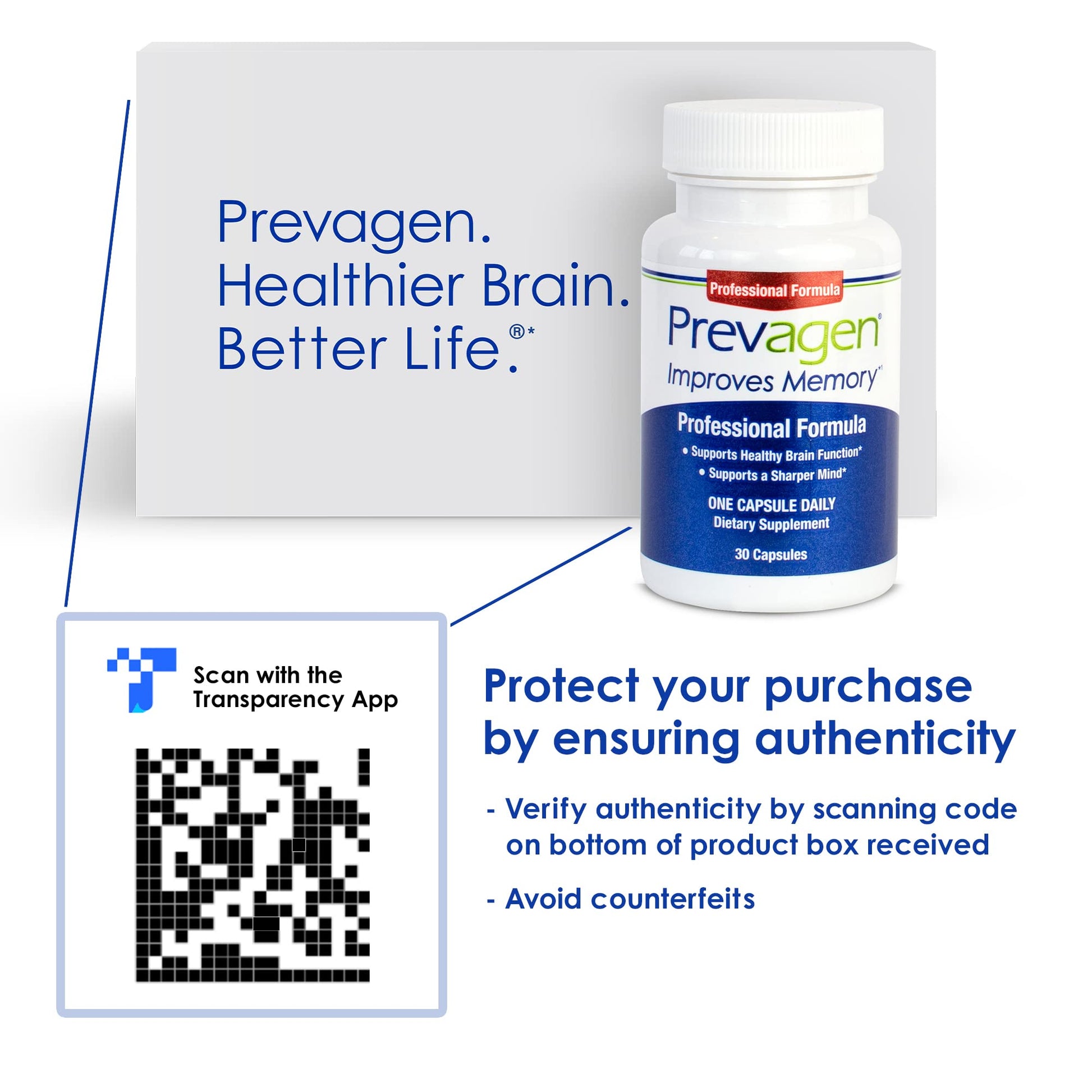 Prevagen Improves Memory - Professional Formula 40mg, 30 Capsules |1 Pack| with Apoae Prevagen