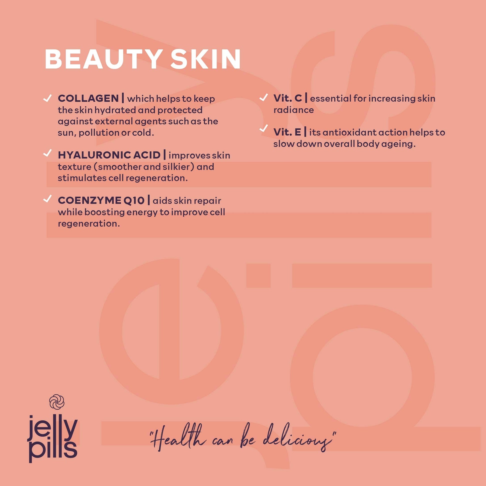 Jelly Pills® Hydrolyzed Collagen Gummies with Hyaluronic Acid and Coenzyme Q10 Jelly Pills