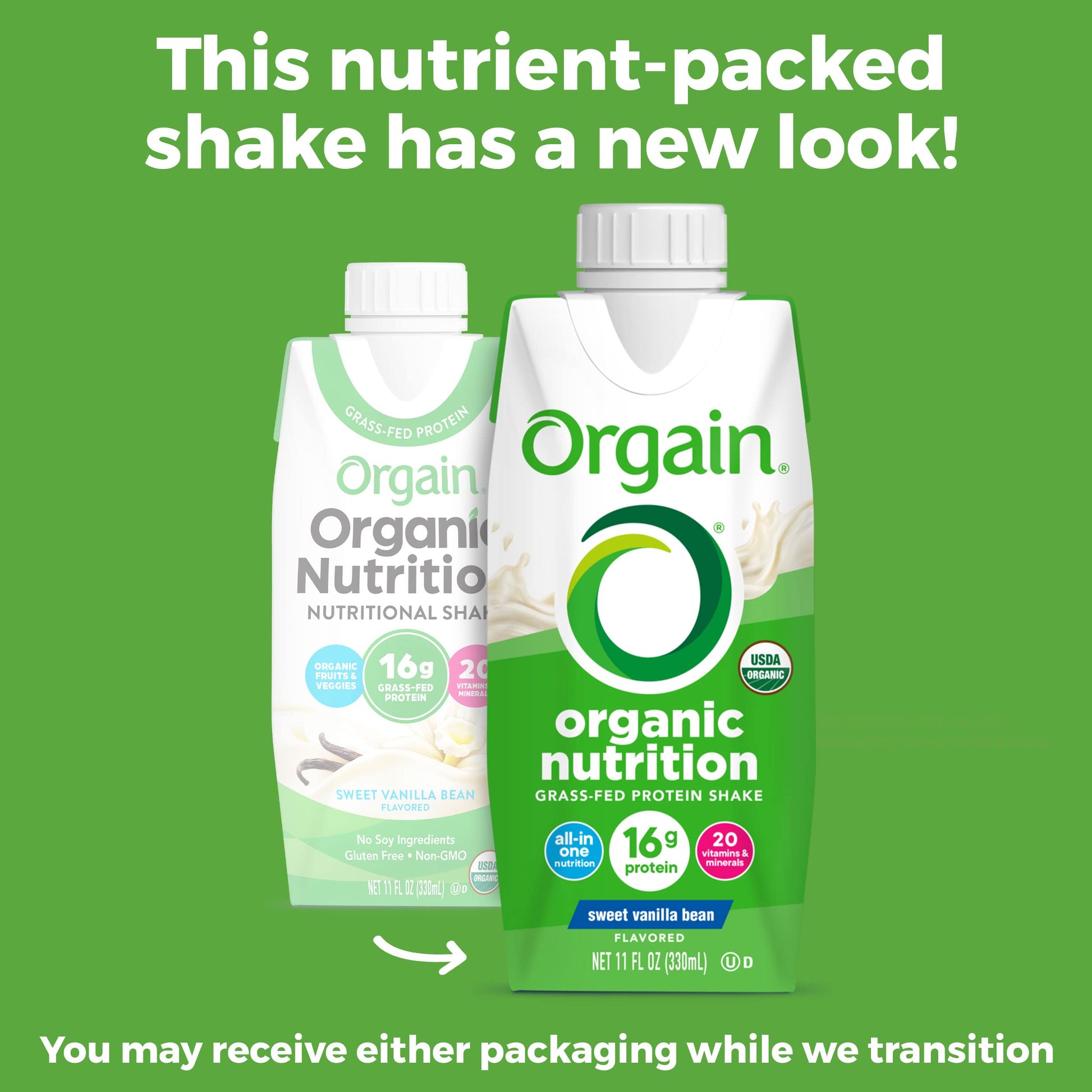 Orgain Organic Nutritional Protein Shake, Vanilla Bean - 16g Grass Fed Whey Protein Orgain