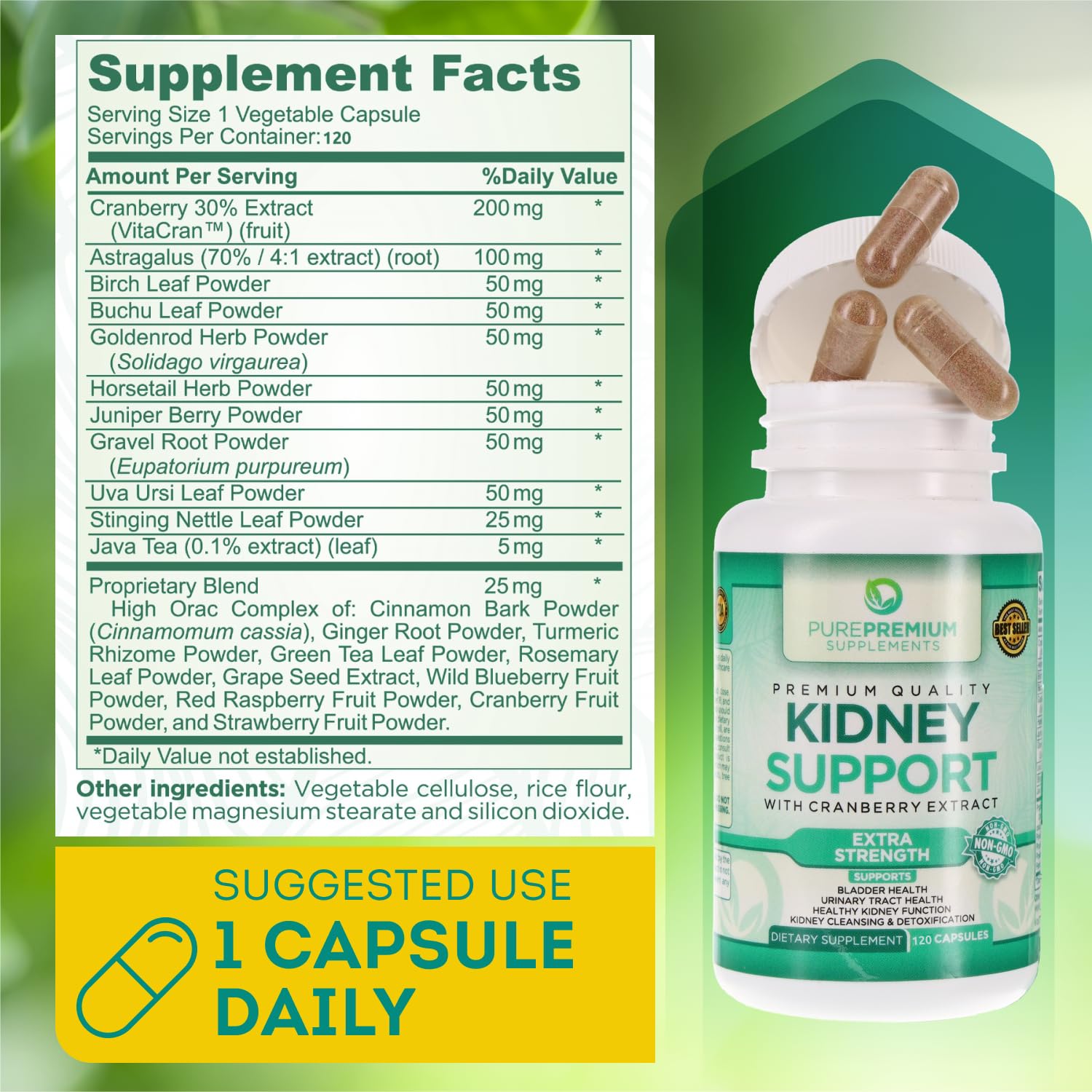 PurePremium Kidney Support Supplement for Men and Women - with Cranberry Extract PurePremium Supplements