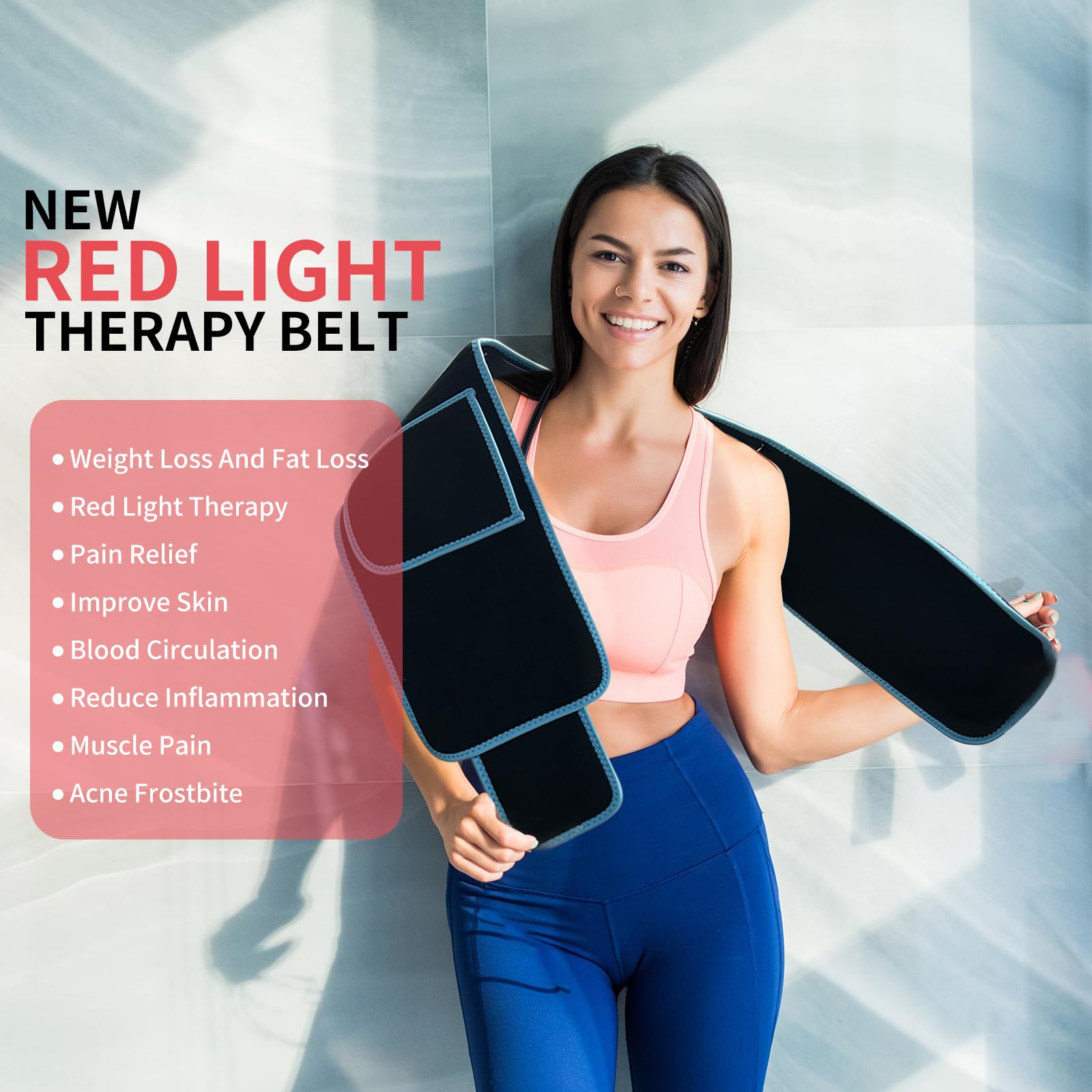 Red Light Infrared Therapy Belt: Pain Relief Device LED Red Light Therapy Lamp Near Body Large Pad Wrap ADVARAYS