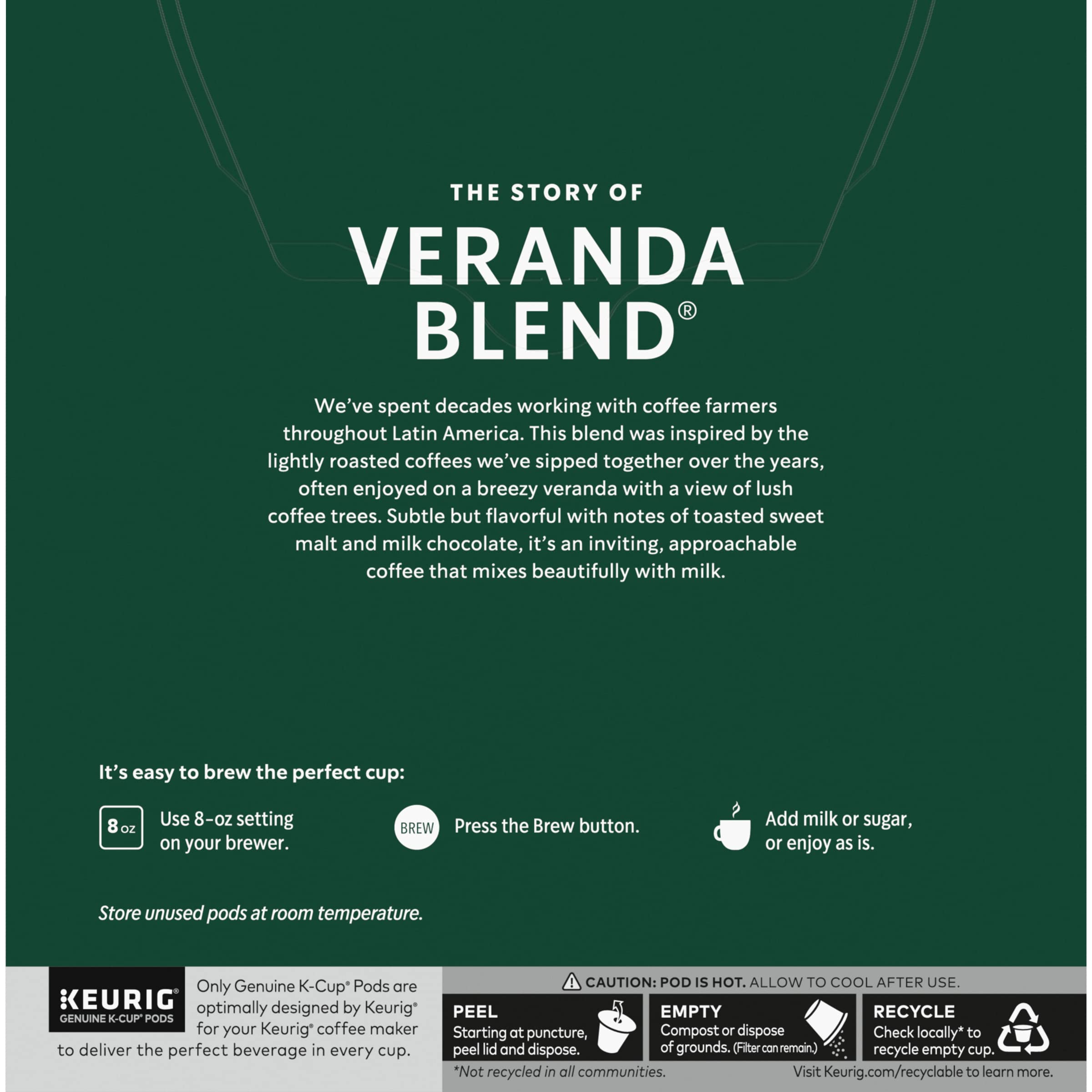 Starbucks Veranda Blend Coffee K-Cups,4/24 Pack-96 K-Cups Starbucks