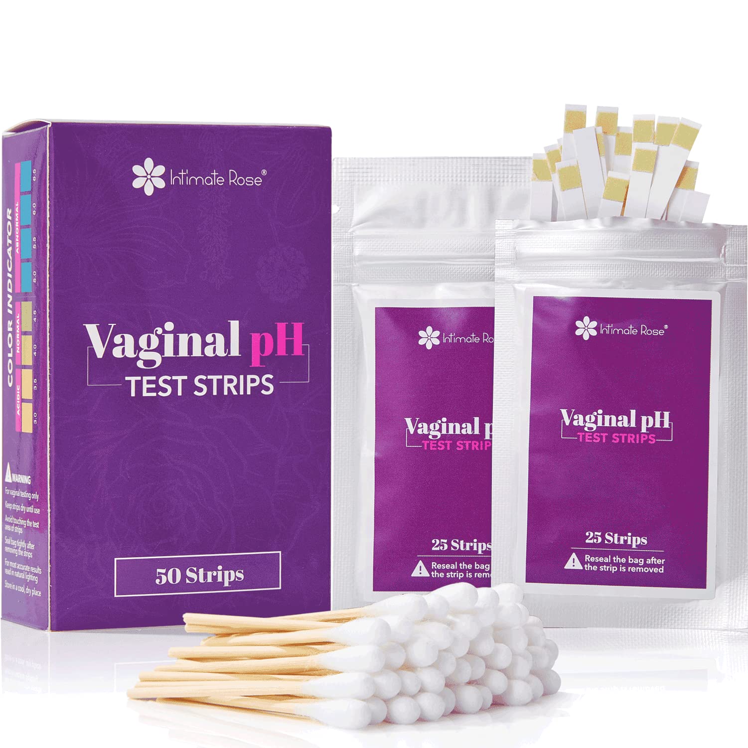 Intimate Rose Boric Acid Suppositories + 15 Count Vaginal Suppository Applicator + pH Test Strips Intimate Rose