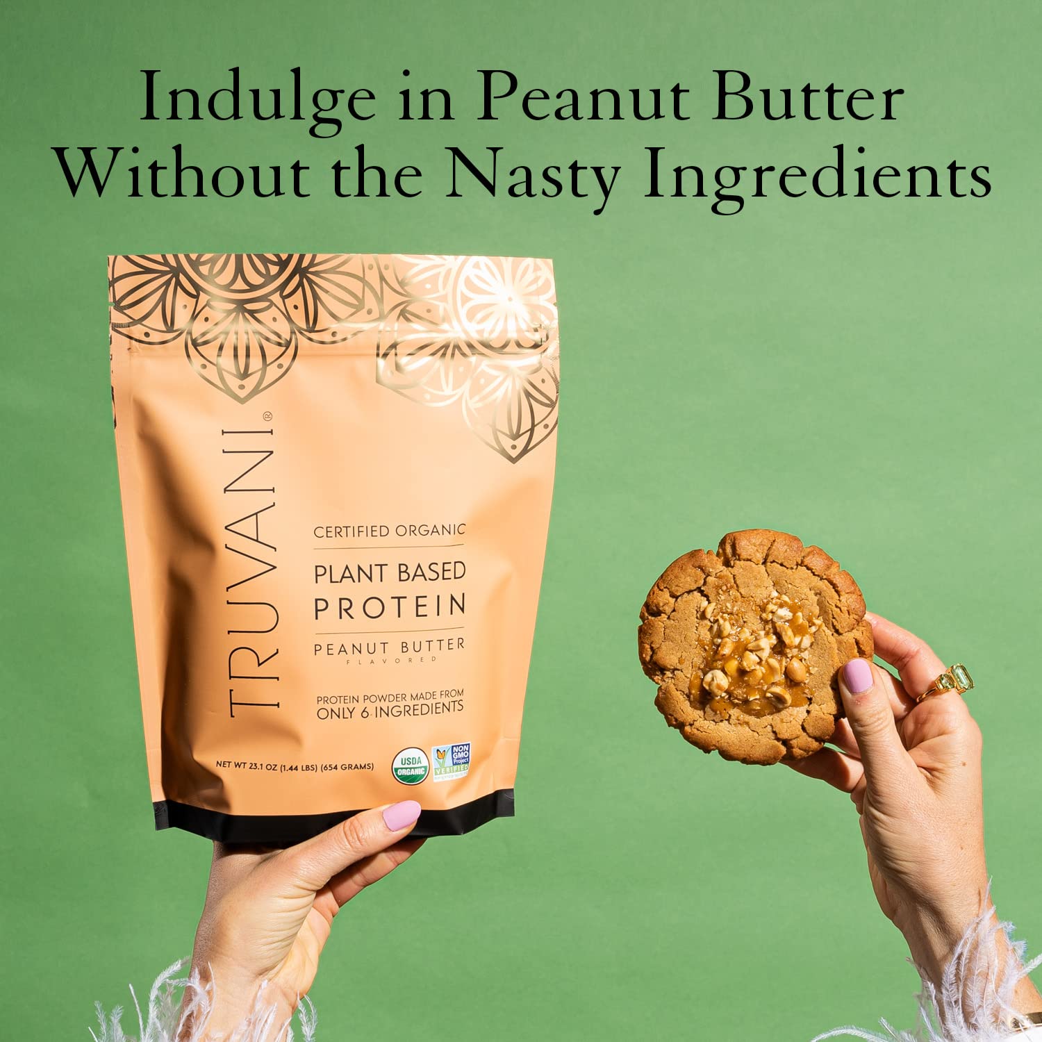 Truvani Organic Vegan Protein Powder Peanut Butter - 20g of Plant Based Protein, Powder Truvani