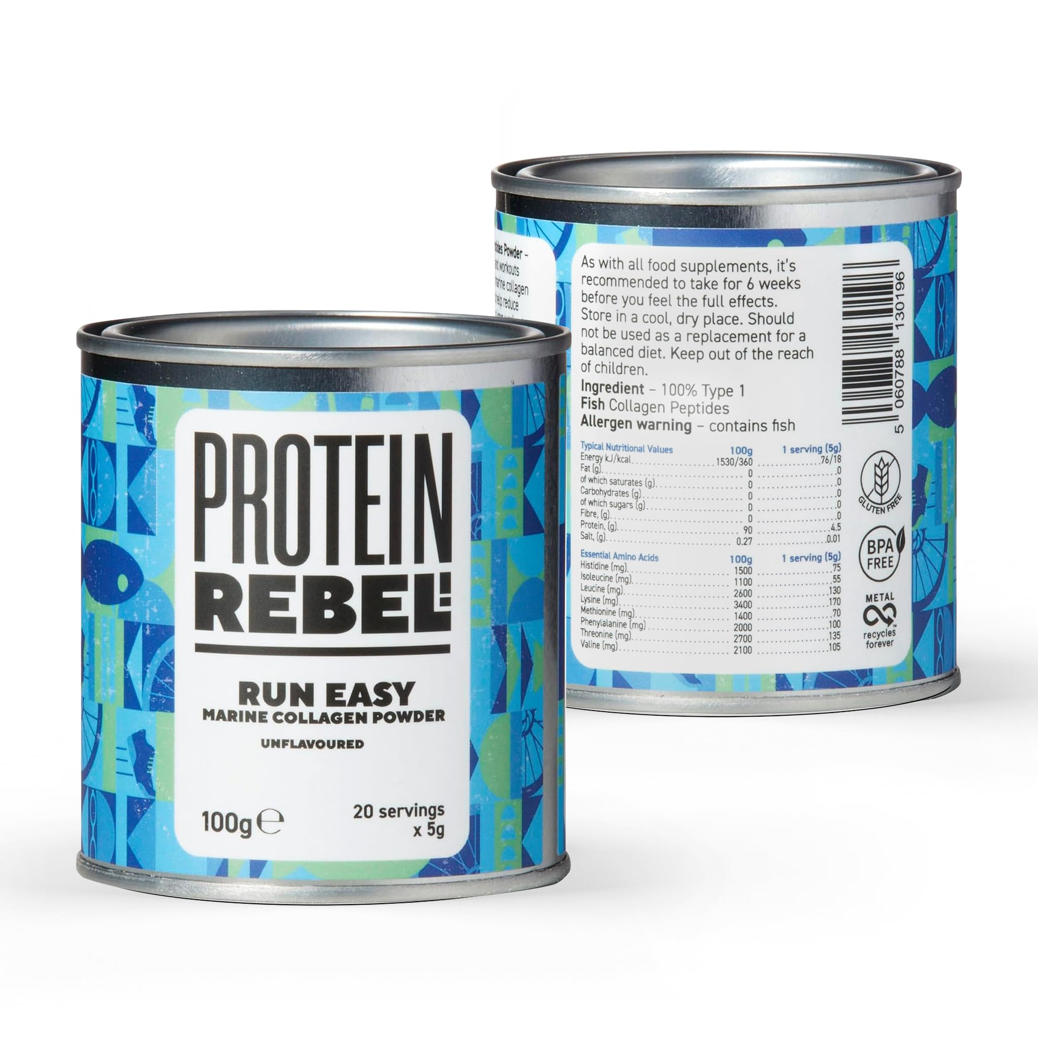 Protein Rebel - Run Easy Marine Collagen Powder for Running, Joint Support - Unflavoured Powder Collagen Protein Rebel