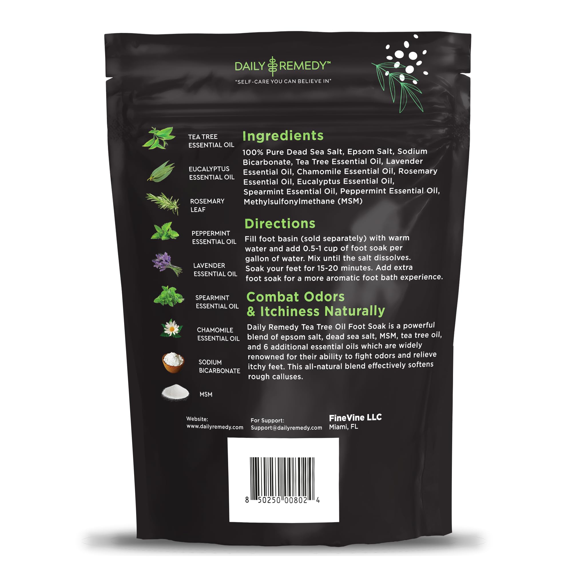 Tea Tree Oil Foot Soak with Epsom Salt - Made in USA - for Toenail Athletes Foot DAILY REMEDY