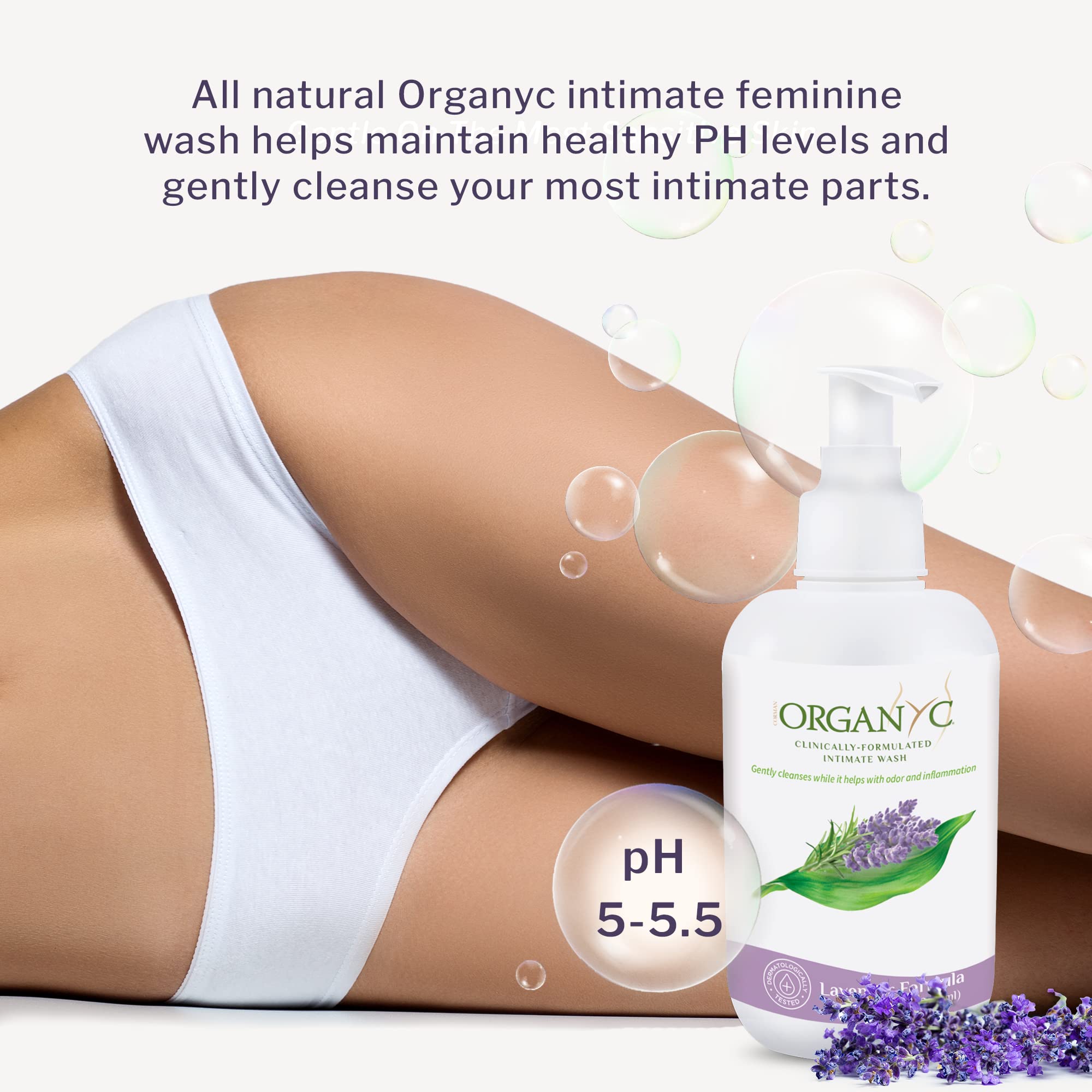 Organic Intimate Wash with Lavender Essential Oils & Flower Extracts, Gentle Cleansing Feminine Organyc